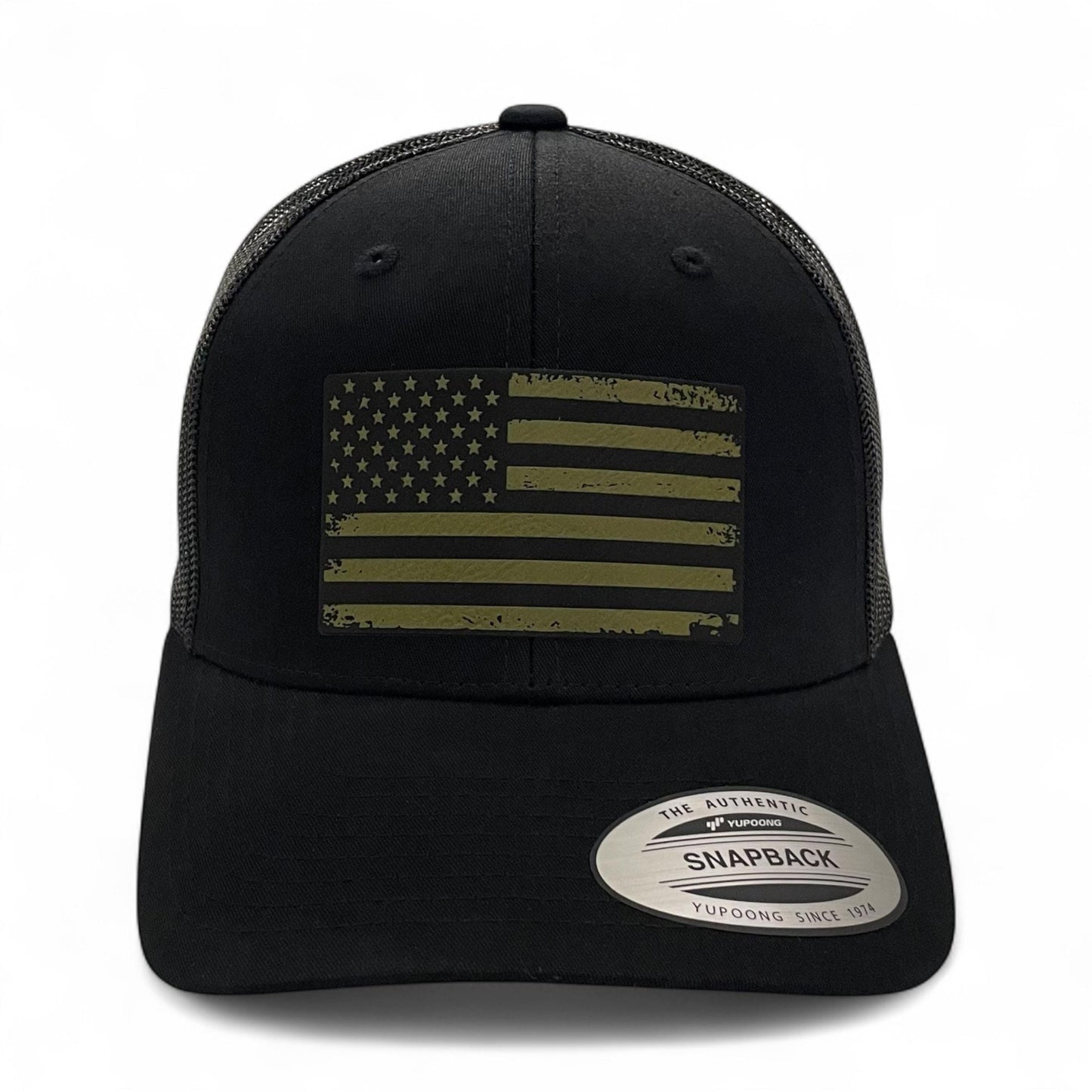 American Flag Patch Tactical Style Trucker Hat / Patriotic Trucker Cap / OD Green Patch / Patch Trucker Hat / Father's Day Gift