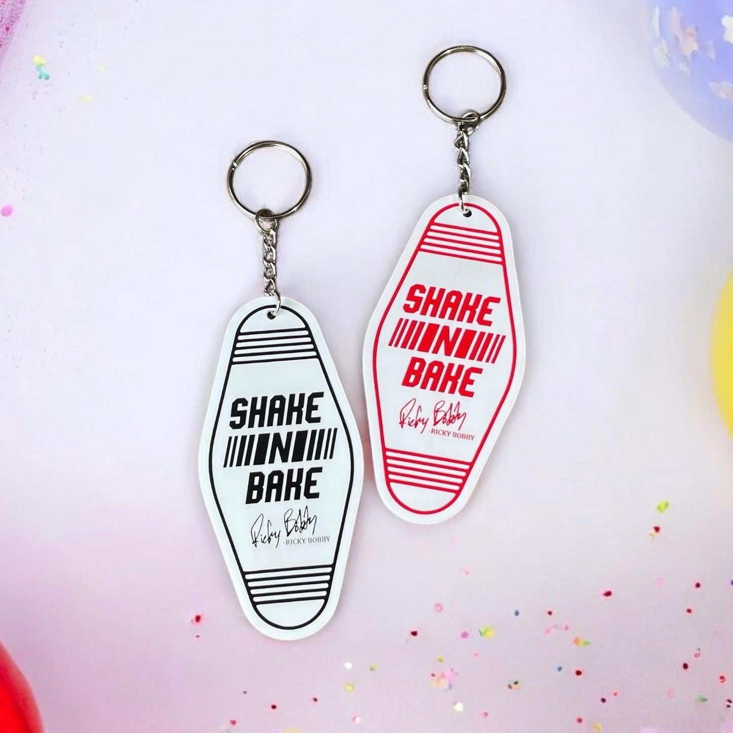 Retro Motel Keychains, Funny Ricky Bobby Keychain, Shake N Bake Keychain, Vintage Keychains, Gifts for Her, Gifts for Him, New Driver Gift