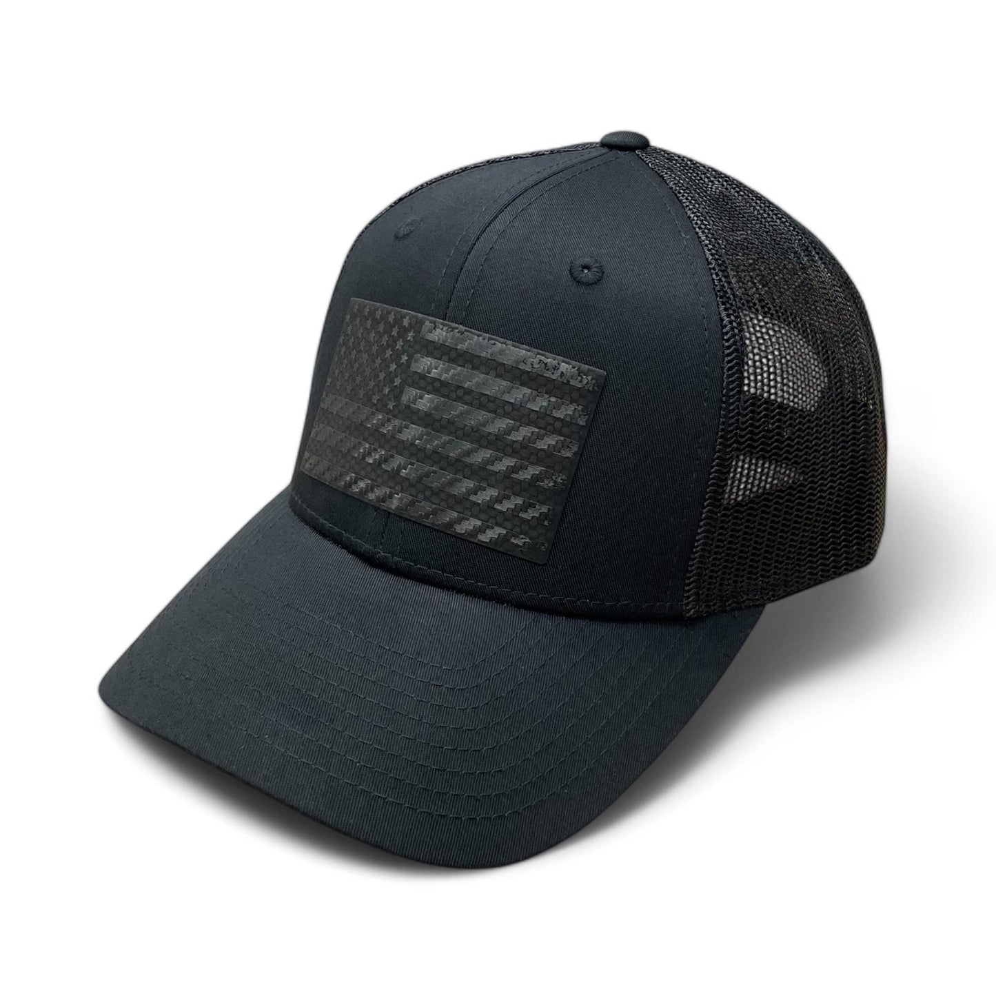 American Flag Blacked Out Carbon Fiber Trucker Hat / Patriotic Trucker Cap / YP Classics 6 Panel / Patch Trucker Hat / Father's Day Gift