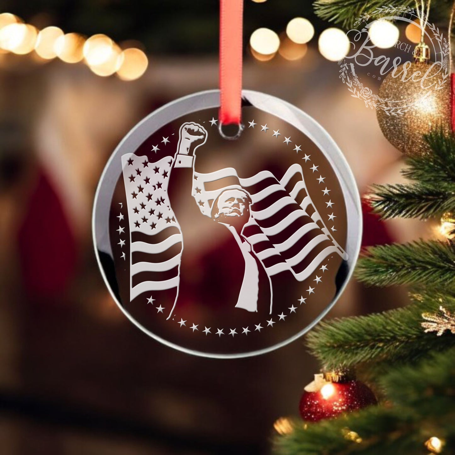 Trump Christmas Ornament | Trump 2024 Fight Fist | 47th President / Valentine's Day Gift