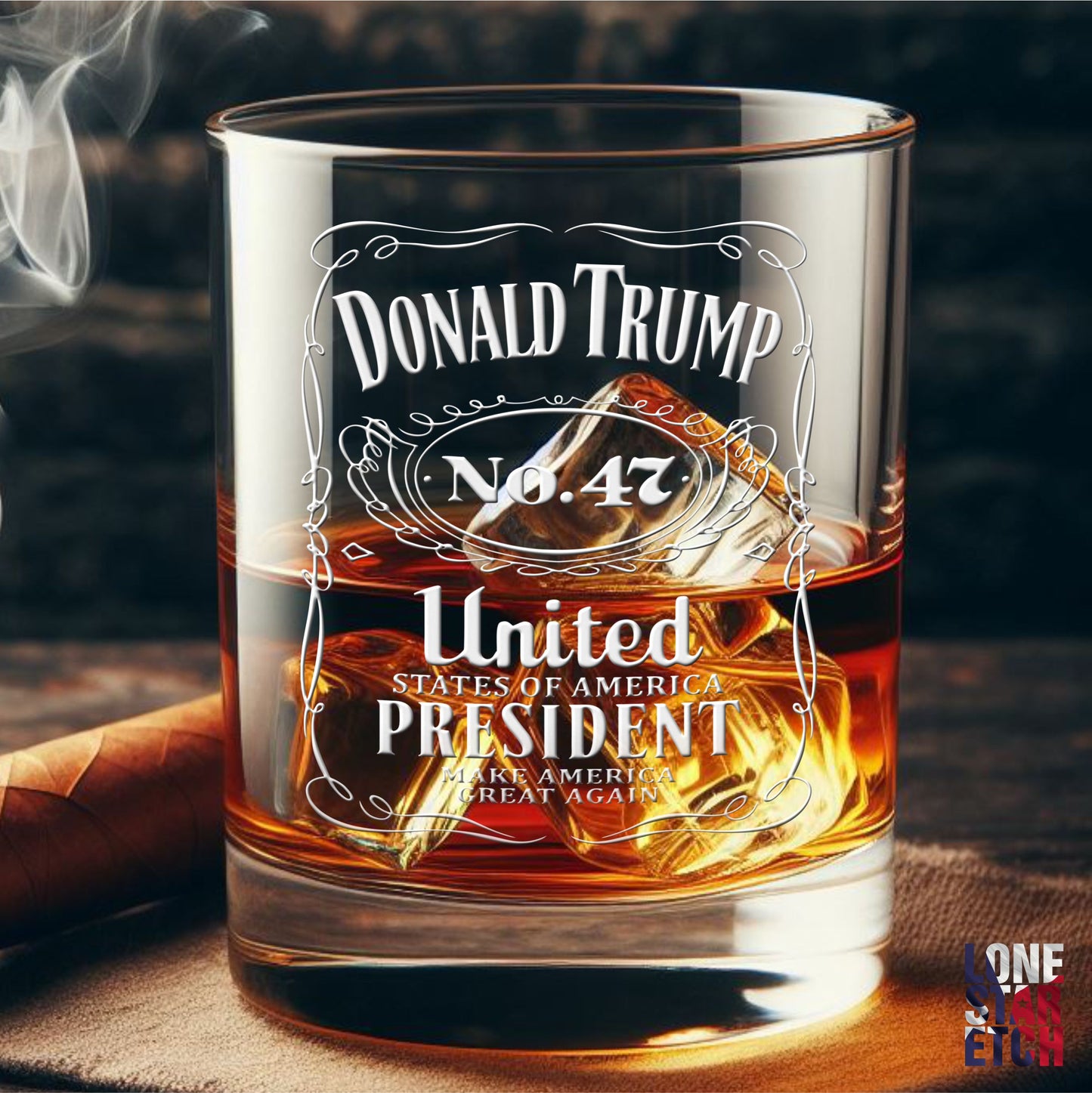 Trump No. 47 / Trump 2024 Engraved Whiskey Glass / Valentine's Day Gift