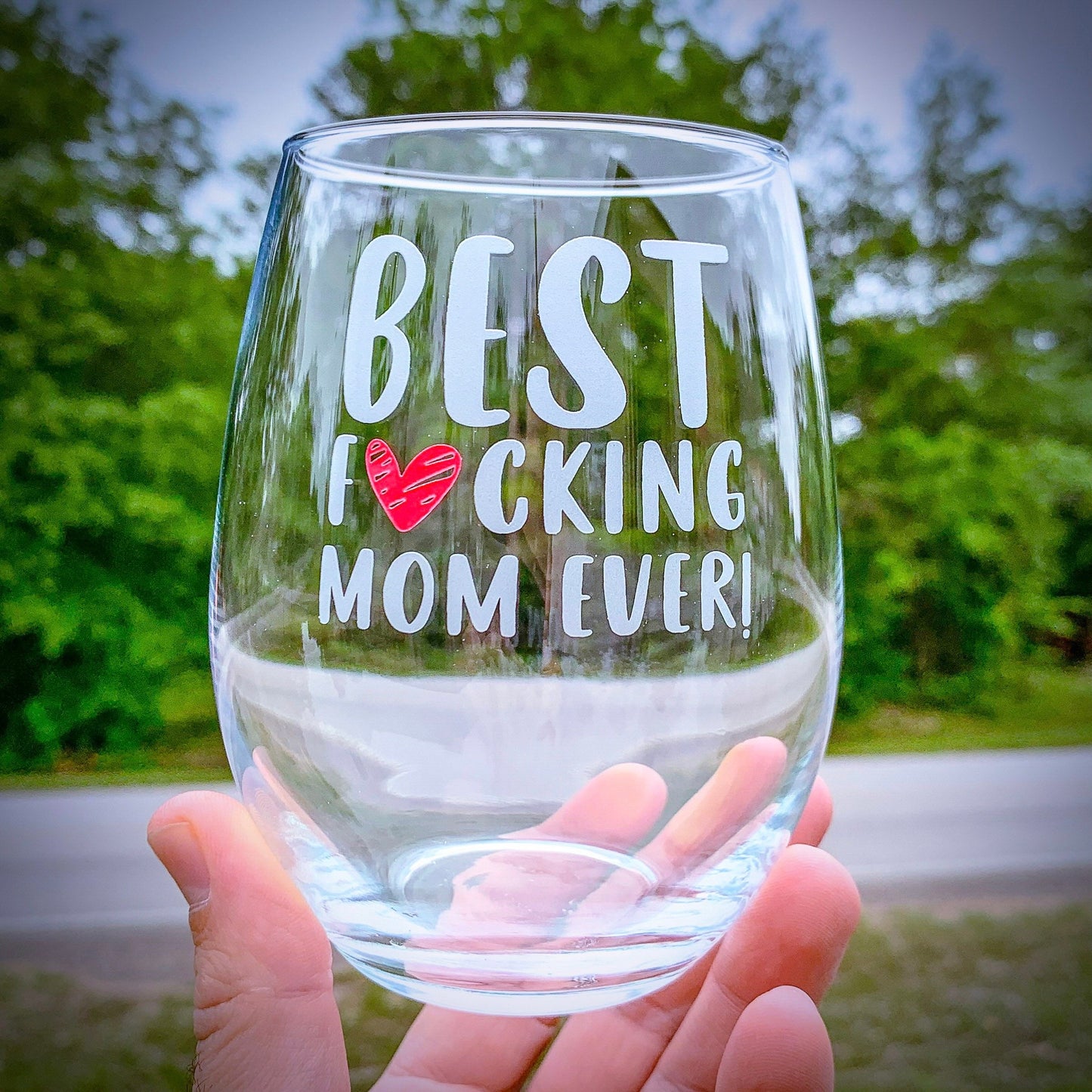 Best F*cking Mom Ever / Engraved and Color-Filled Stemless Wine Glass / Funny Wine Glass / Best Mom Gift / Mom Gift / Valentine's Day Gift