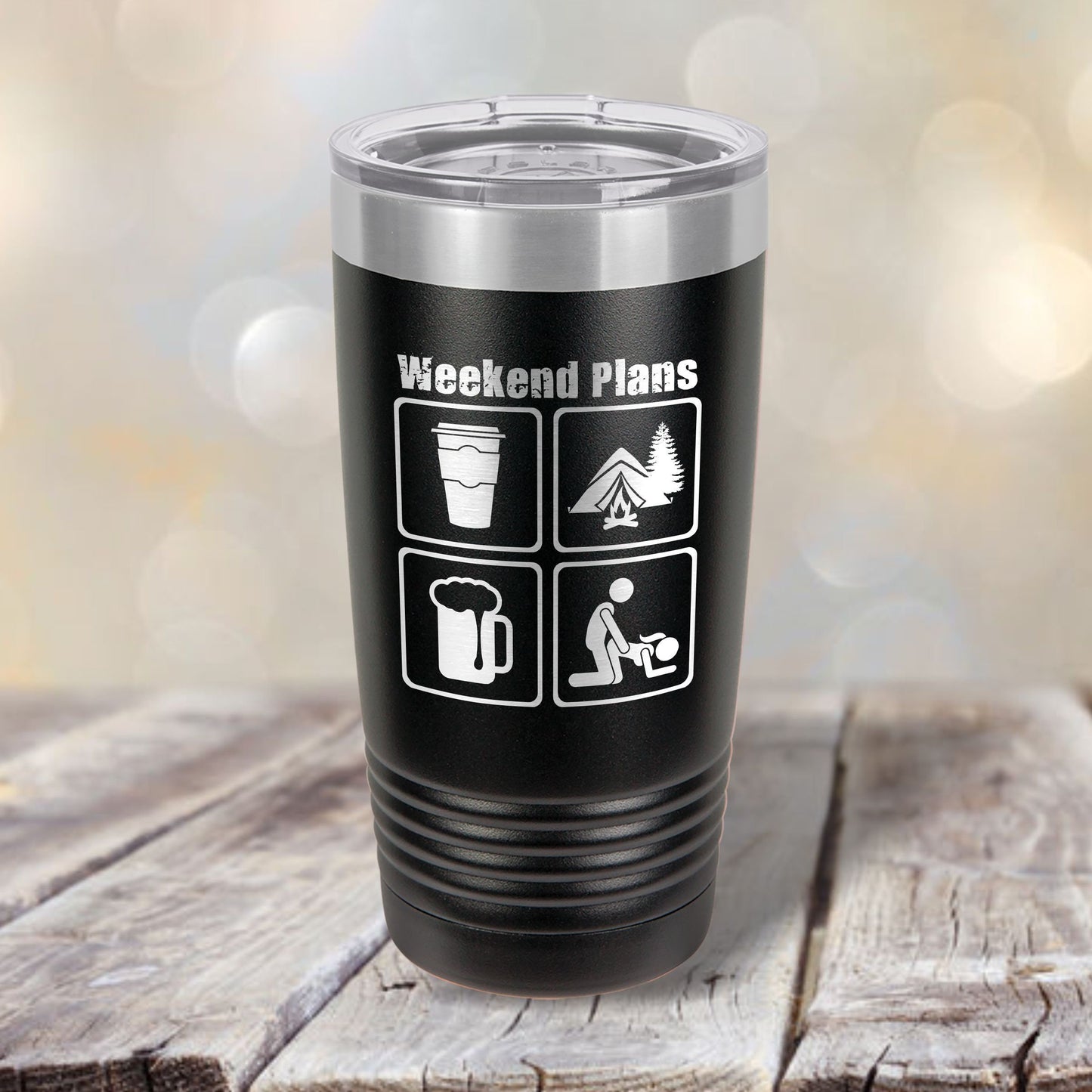 Weekend Plans / Coffee / Camping / Beer / F*cking / Funny Tumbler / Etched Insulated Tumbler / Funny Father's Day Gift for Husband from Wife