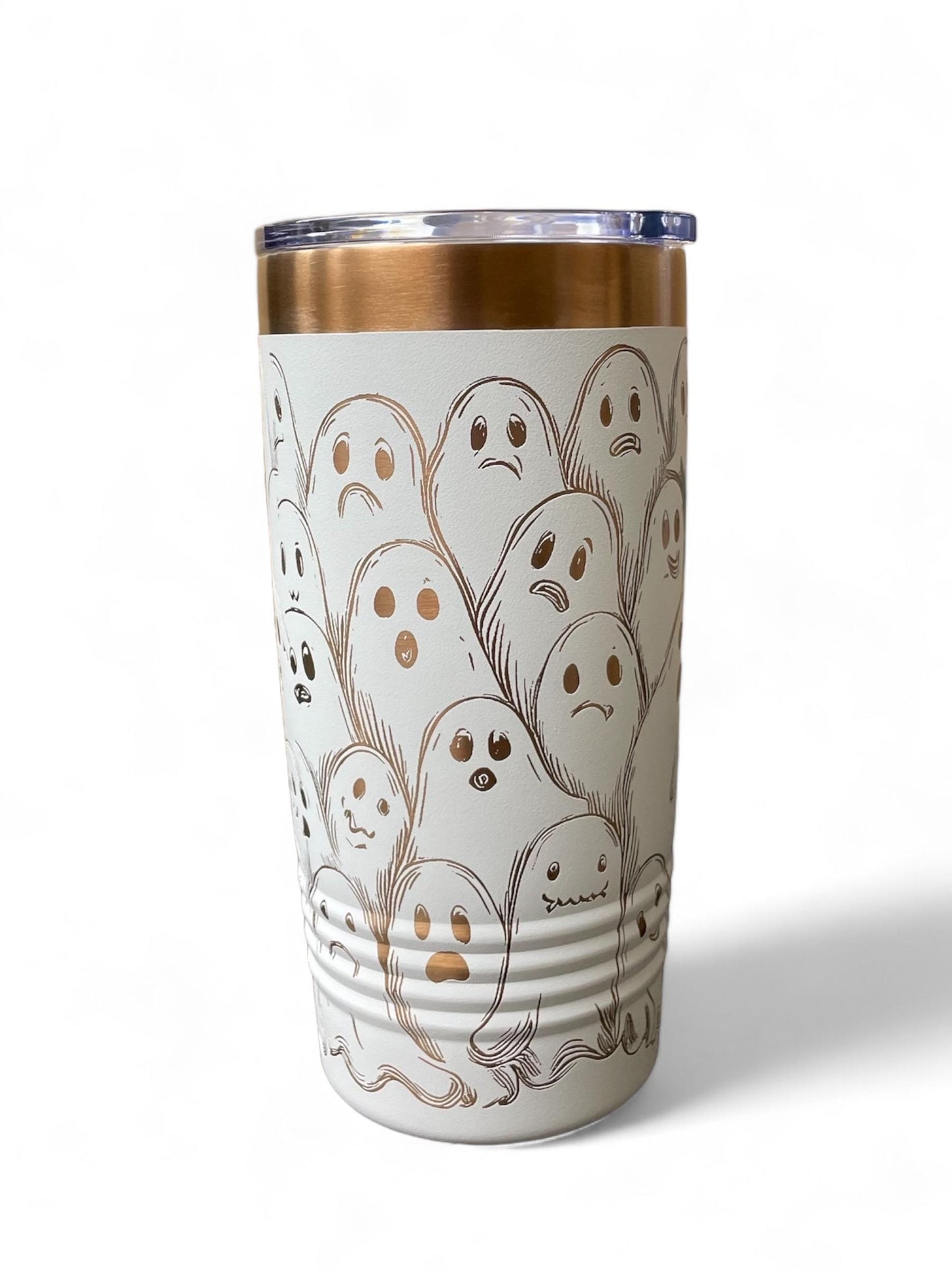 Spooky Funny Ghost Halloween Tumbler / White or Black & Rose Gold 20oz. Etched Tumbler / Laser Engraved / Halloween Gift