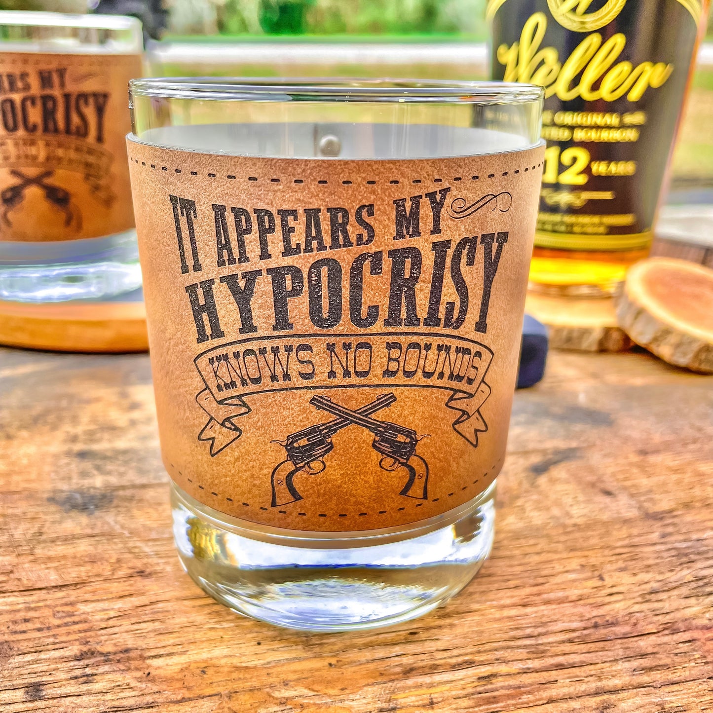 Doc Holliday My Hypocrisy Leatherette Whiskey Glass/ Father's Day Gift / Valentine's Day Gift