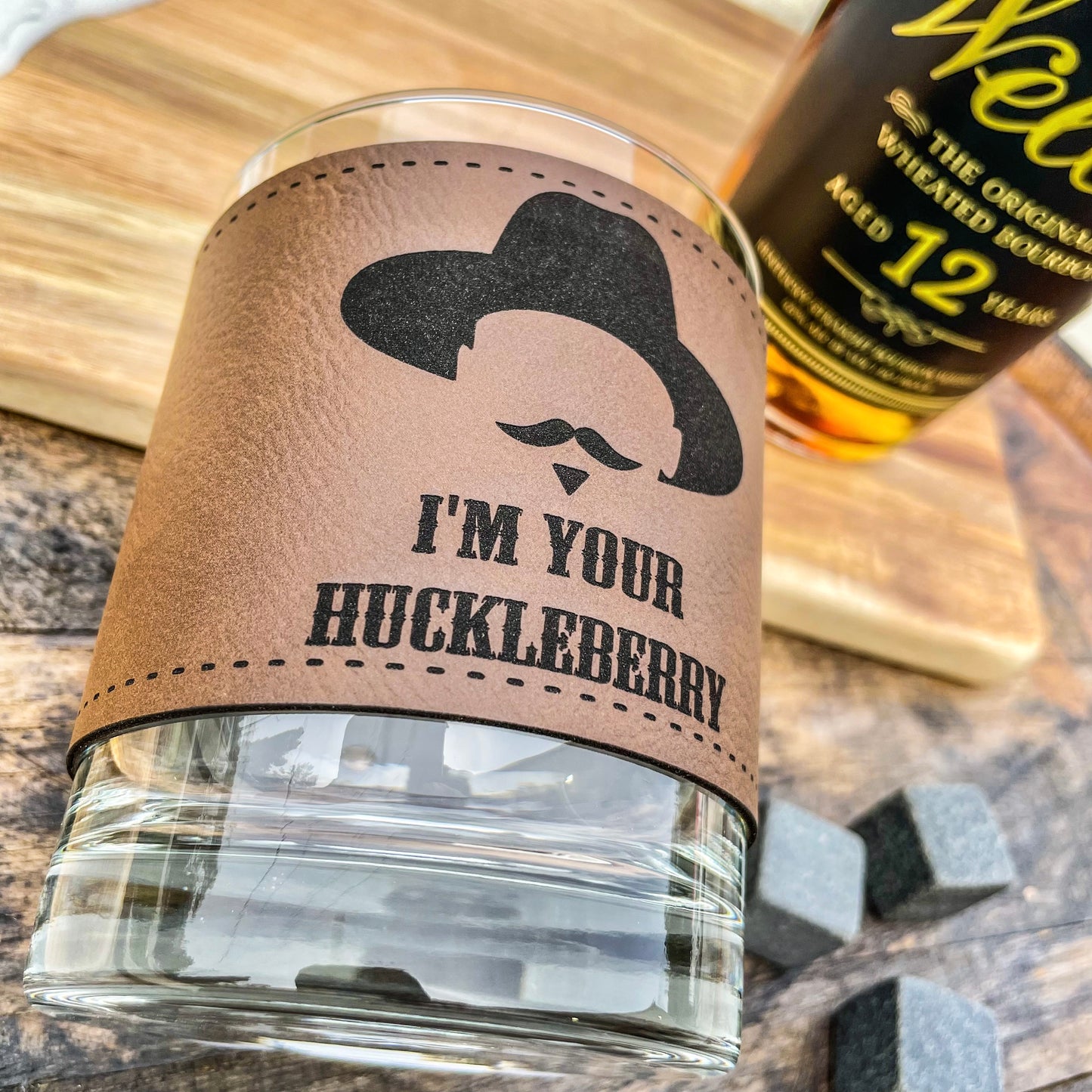 Doc Holliday I’m Your Huckleberry / Leatherette Whiskey Glass/ Father's Day Gift / Valentine's Day Gift
