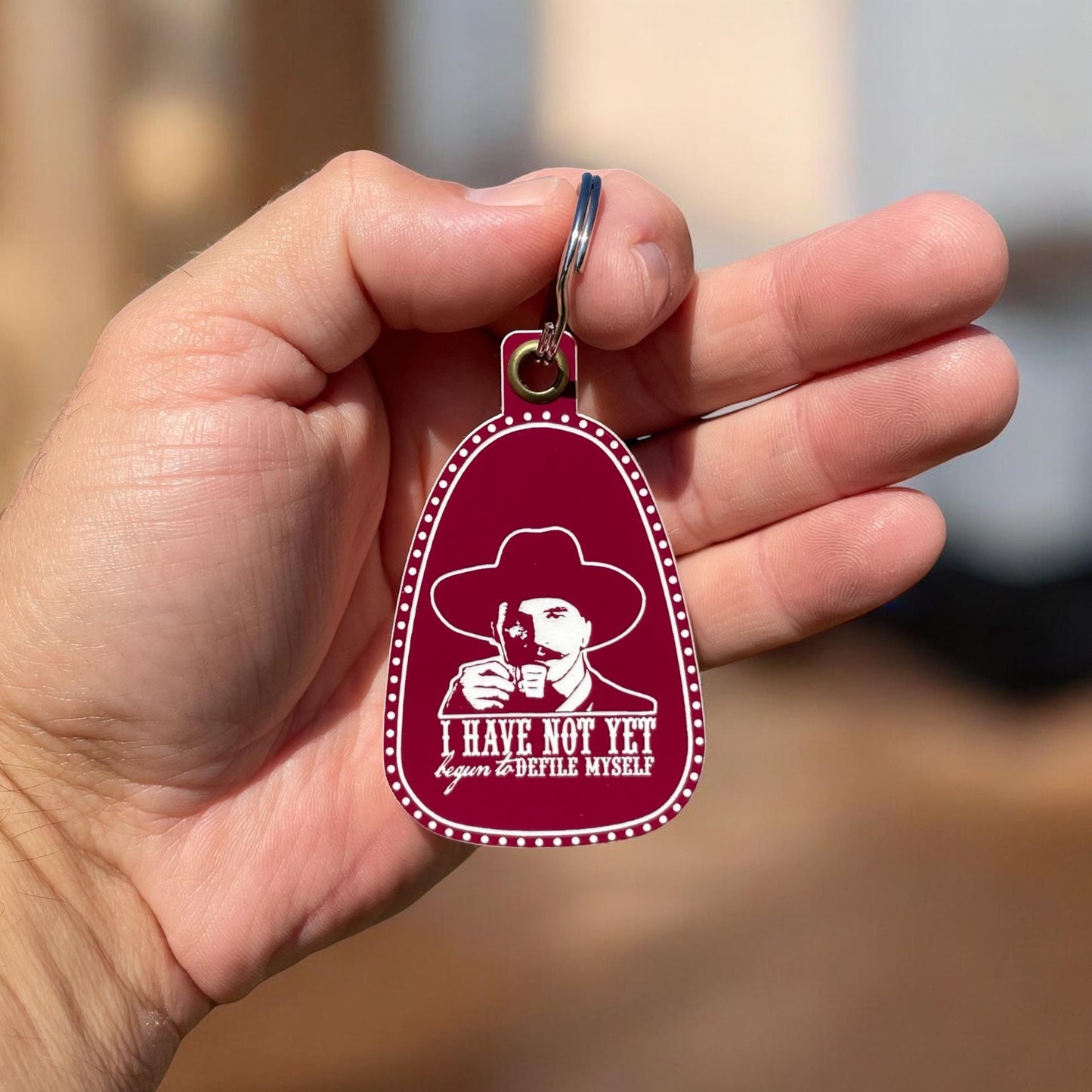 Vintage Style Doc Holliday Keychain | Defile Myself Keychain | Western Keychains | Gifts for Him | New Driver Gift | Valentine's Day Gift