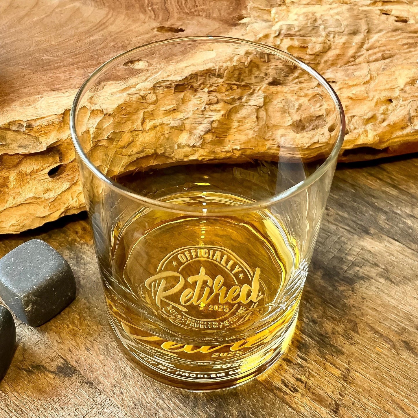 Custom Retirement Whiskey Glass | Retirement Gift | Boss Gift | Whiskey Glasses | Gift for Dad | Friend Gift | Gift for Men | Officially Retired