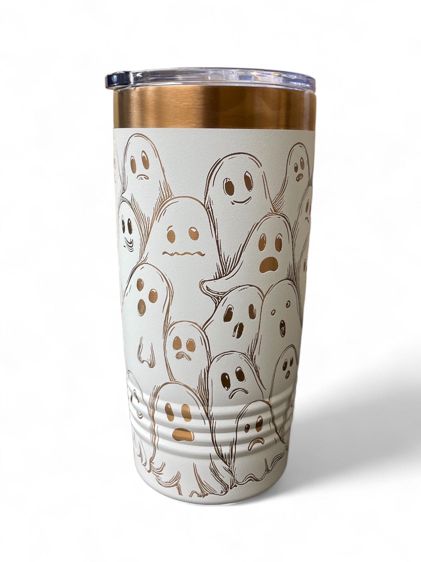 Spooky Funny Ghost Halloween Tumbler / White or Black & Rose Gold 20oz. Etched Tumbler / Laser Engraved / Halloween Gift