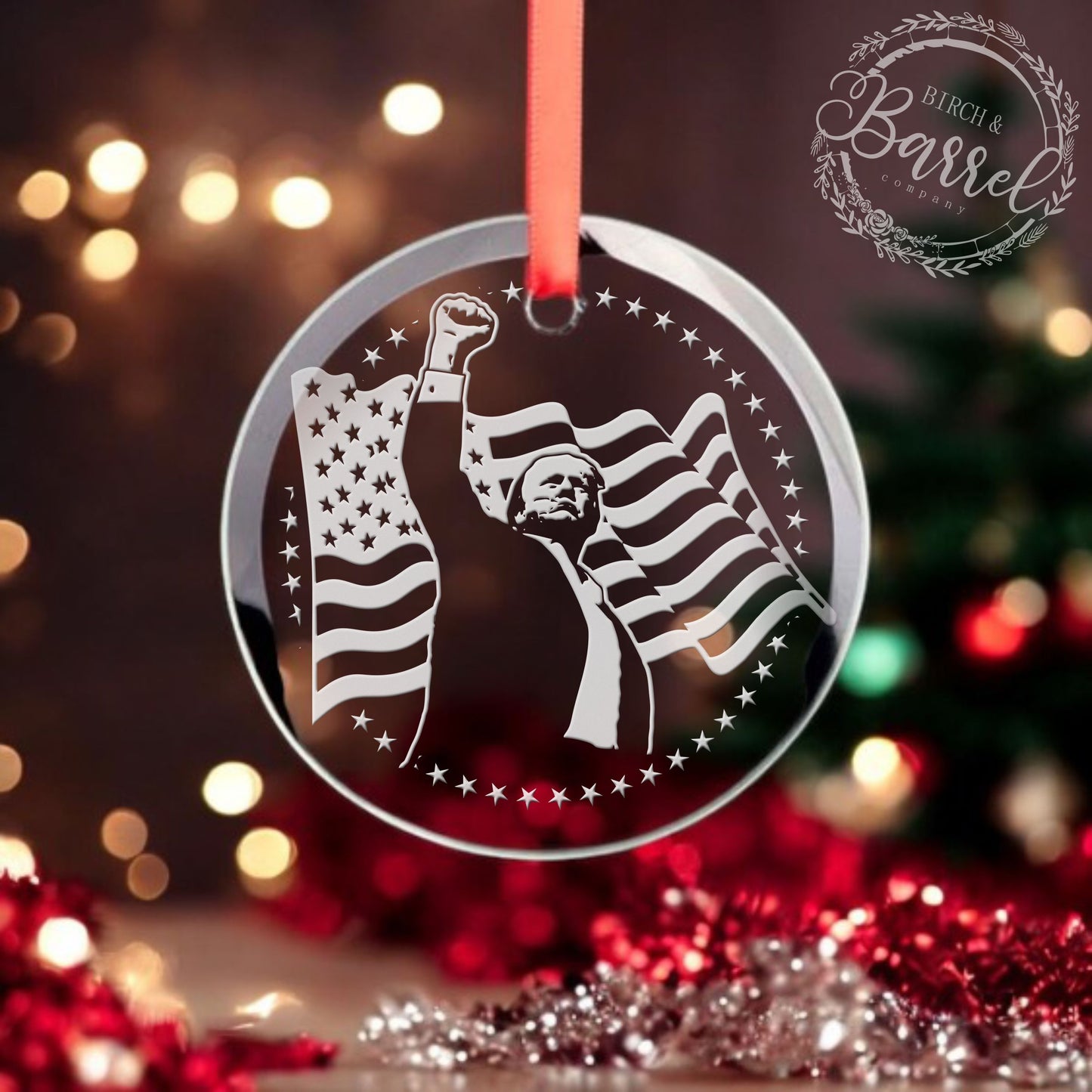 Trump Christmas Ornament | Trump 2024 Fight Fist | 47th President / Valentine's Day Gift