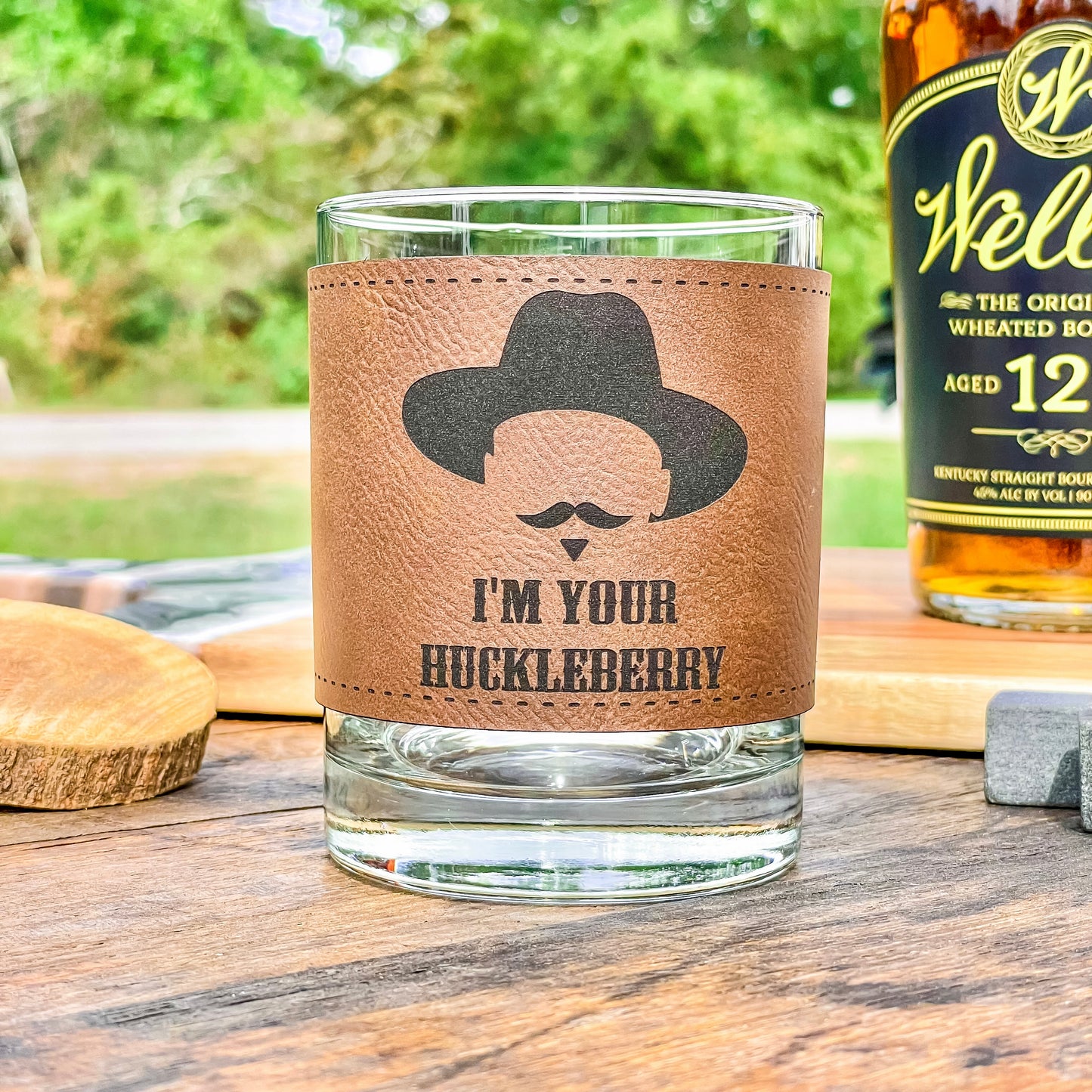 Doc Holliday I’m Your Huckleberry / Leatherette Whiskey Glass/ Father's Day Gift / Valentine's Day Gift