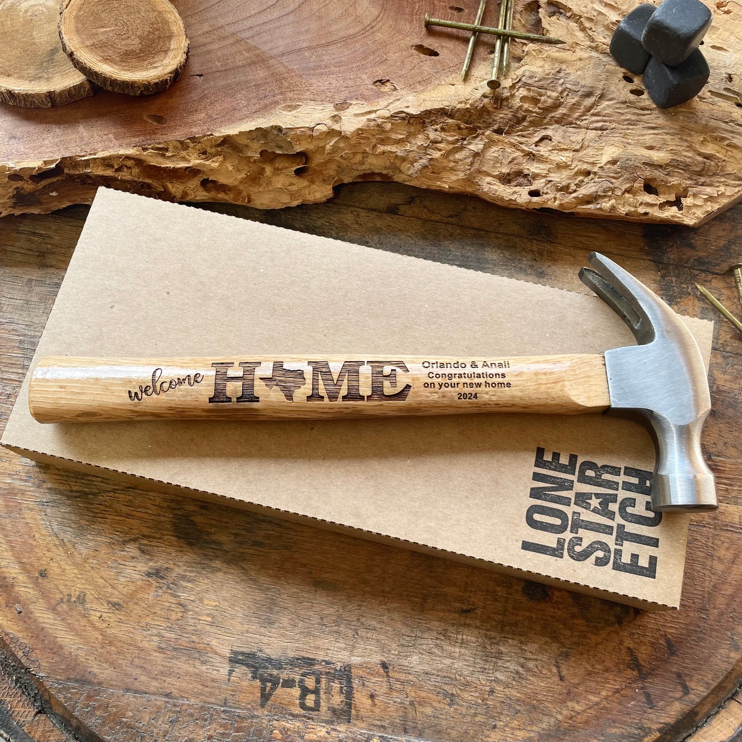 Engraved Full Size Hammer - Welcome Home Your State - Personalized (Realtor Closing Gift) New Home Owners Gifts - Laser Etched / Father's Day Gift / Valentine's Day Gift