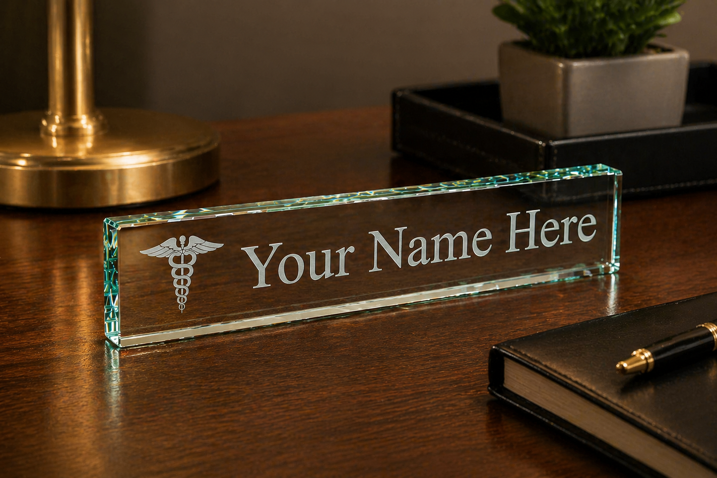Scales of Justice / Jade Glass Desk Name Plate / Engraved & Personalized / Perfect for Attorney / Lawyer / Paralegal / Father's Day Gift / Valentine's Day Gift