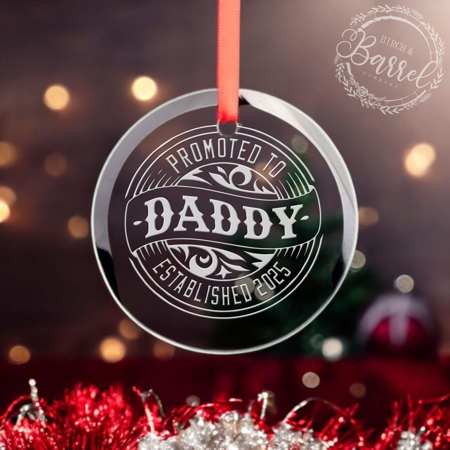 Custom Christmas Ornament | Promoted to Dad | Promoted to Grandpa | Promoted to Uncle | Promoted to Grandma Gift | Valentine's Day Gift
