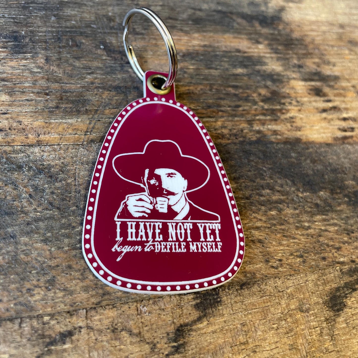 Vintage Style Doc Holliday Keychain | Defile Myself Keychain | Western Keychains | Gifts for Him | New Driver Gift | Valentine's Day Gift