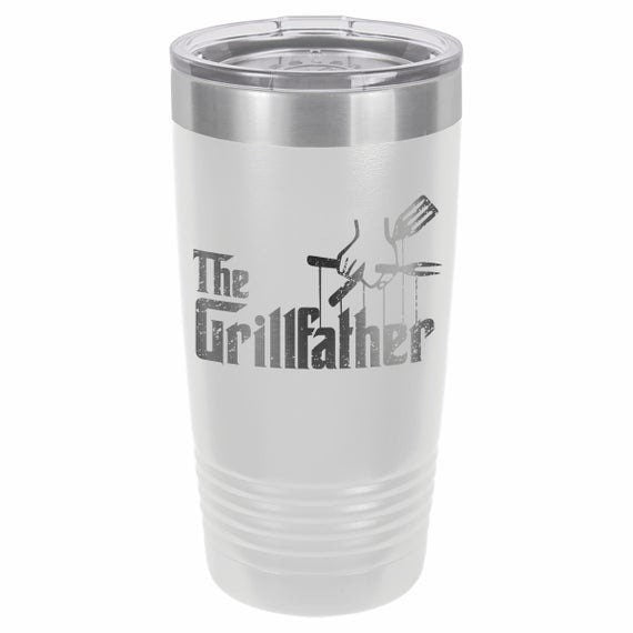The Grillfather / Dad Tumbler / BBQ Master / Outdoor Cooking / Funny Tumbler / Etched Insulated Tumbler Father's Day Gift / Gift for Dad