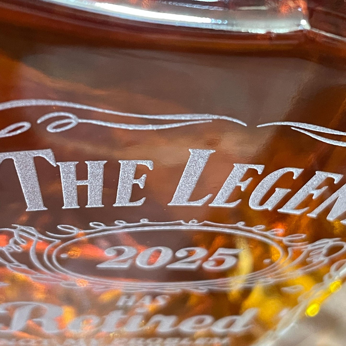 The Legend Has Retired Engraved Decanter Set – 3pc Whiskey Gift for Retirement, Etched Glass Barware Keepsake