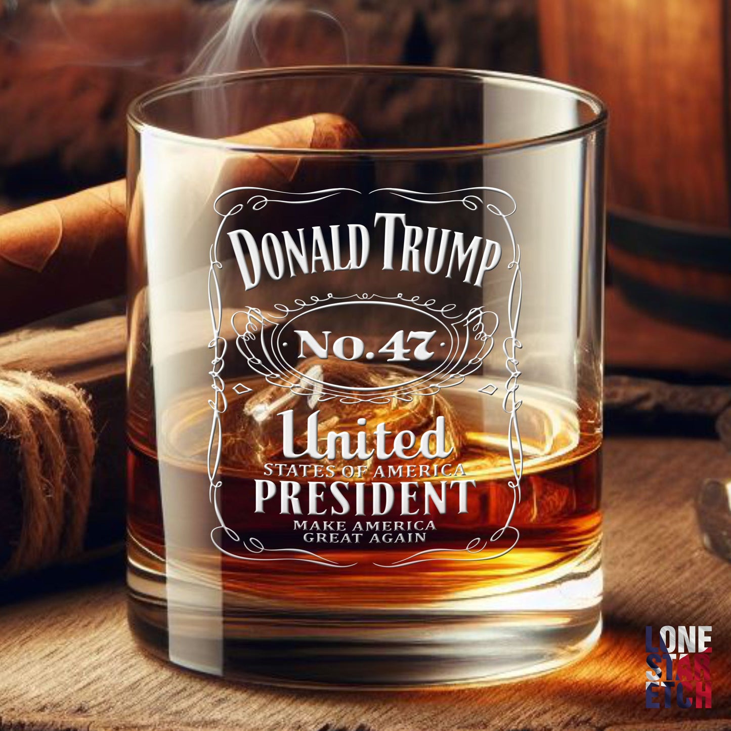 Trump No. 47 / Trump 2024 Engraved Whiskey Glass / Valentine's Day Gift