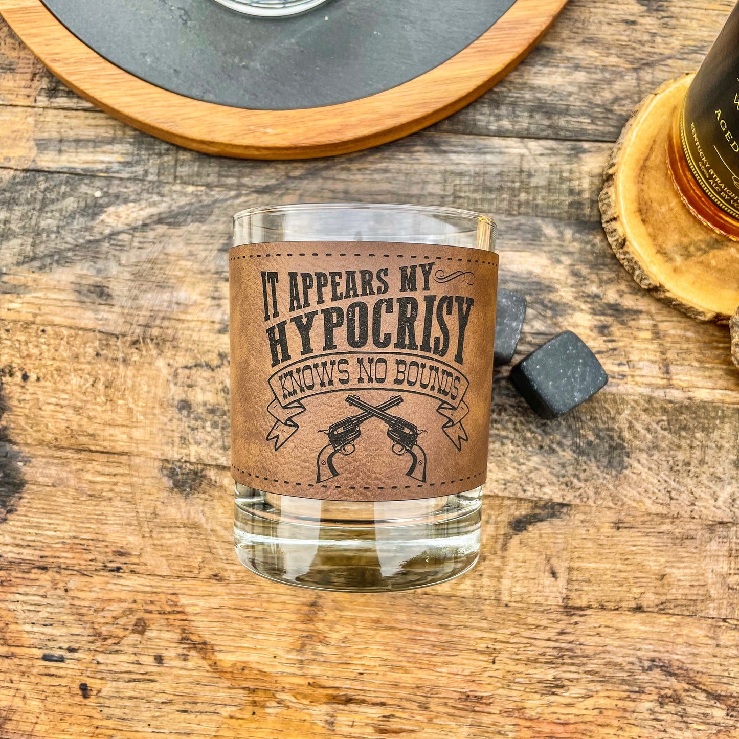 Doc Holliday My Hypocrisy Leatherette Whiskey Glass/ Father's Day Gift / Valentine's Day Gift