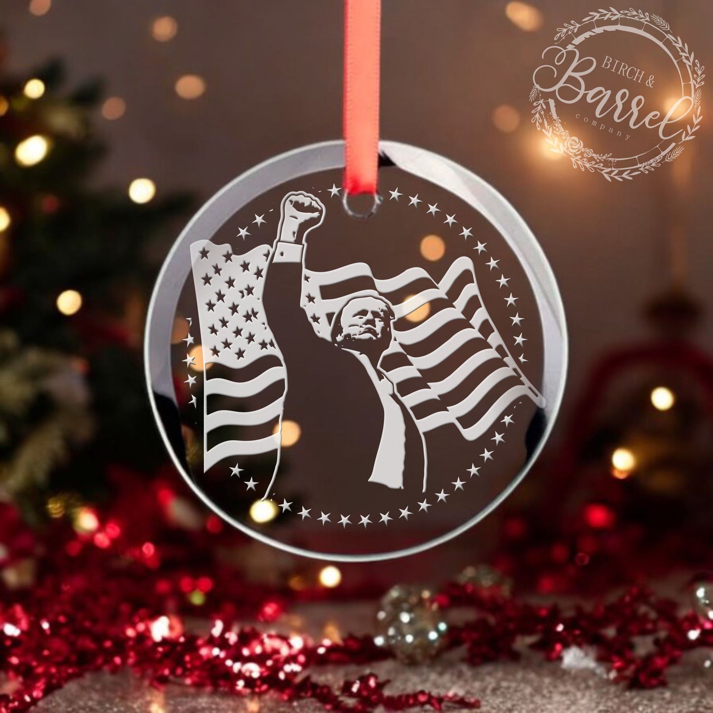 Trump Christmas Ornament | Trump 2024 Fight Fist | 47th President / Valentine's Day Gift