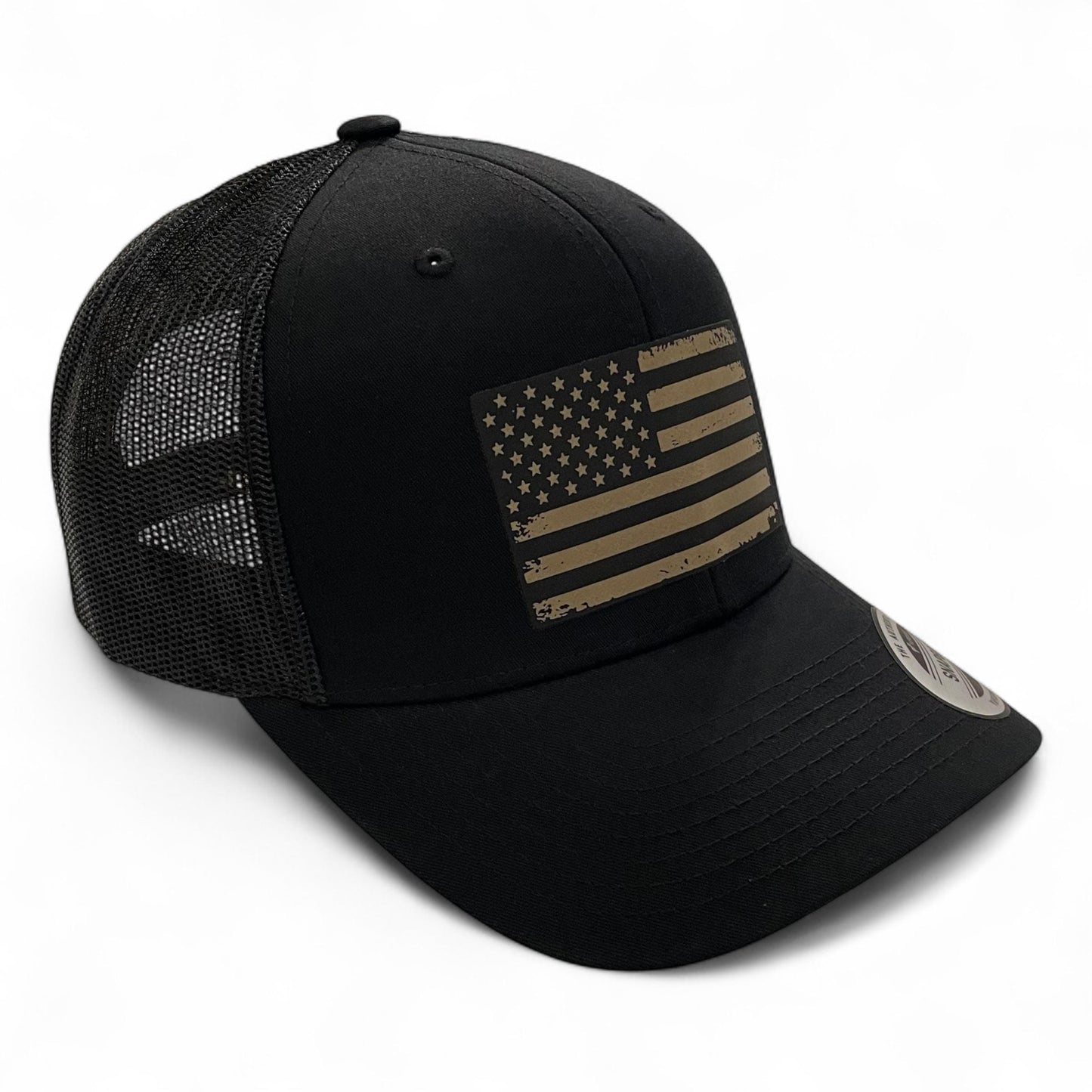 American Flag Patch Tactical Style Trucker Hat / Patriotic Trucker Cap / Desert Sand Patch / Patch Trucker Hat / Father's Day Gift
