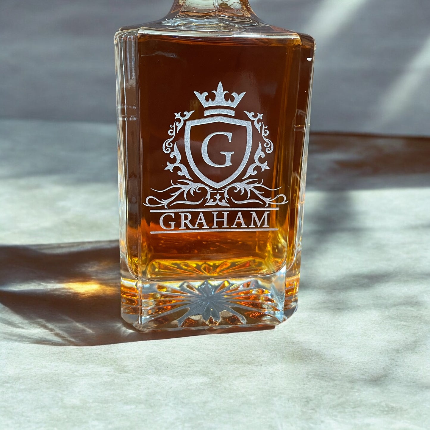 Monogrammed Whiskey Decanter Set β Custom Engraved Bourbon Glass Gift for Him, Groomsmen, or Home Bar
