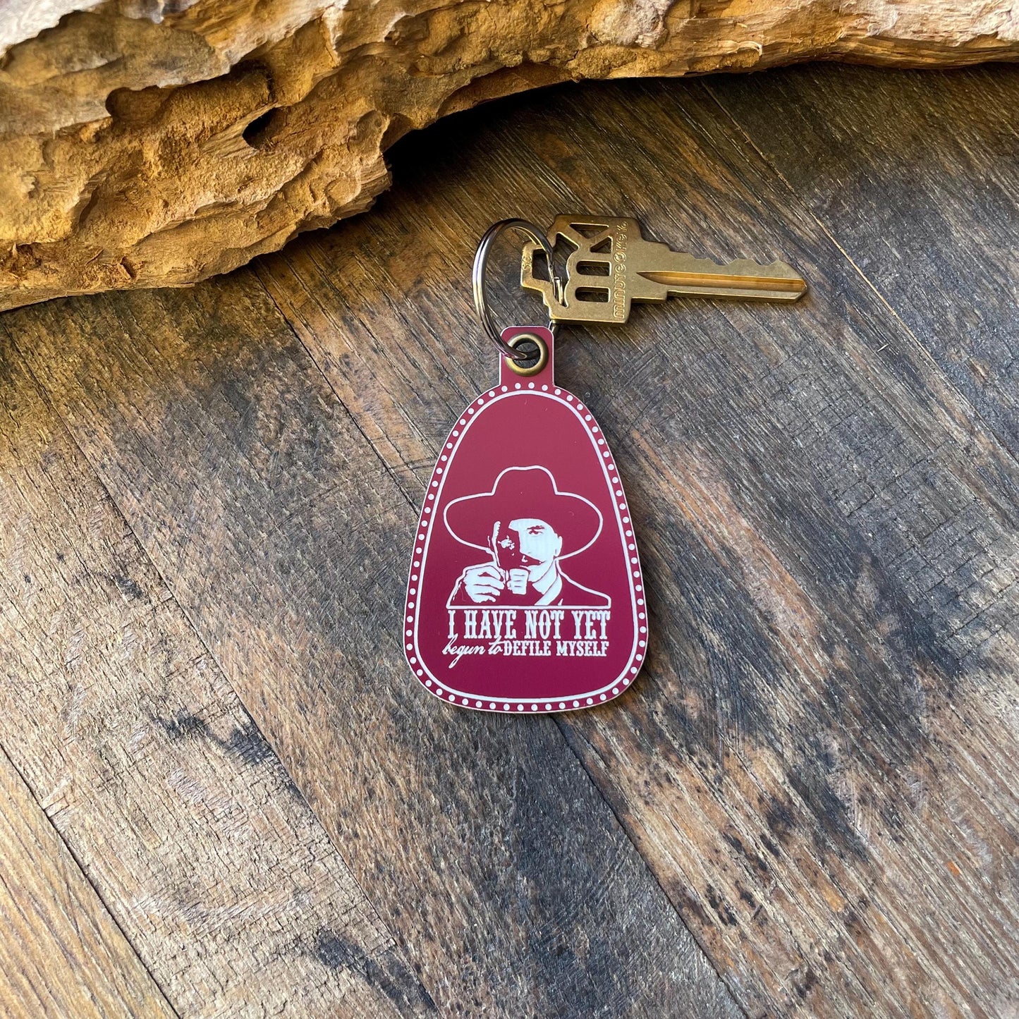 Vintage Style Doc Holliday Keychain | Defile Myself Keychain | Western Keychains | Gifts for Him | New Driver Gift | Valentine's Day Gift