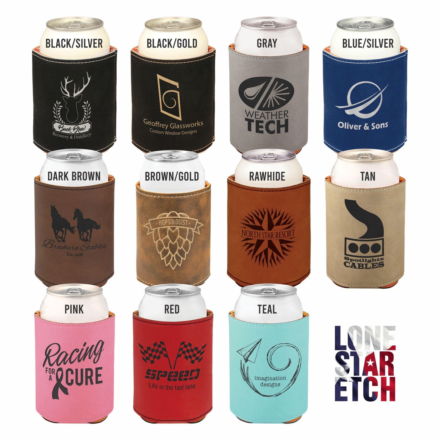 Personalized Can Cooler | Custom Leatherette Name Gift | Gift for Dad | Groomsmen Gift Idea | Father's Day Gift