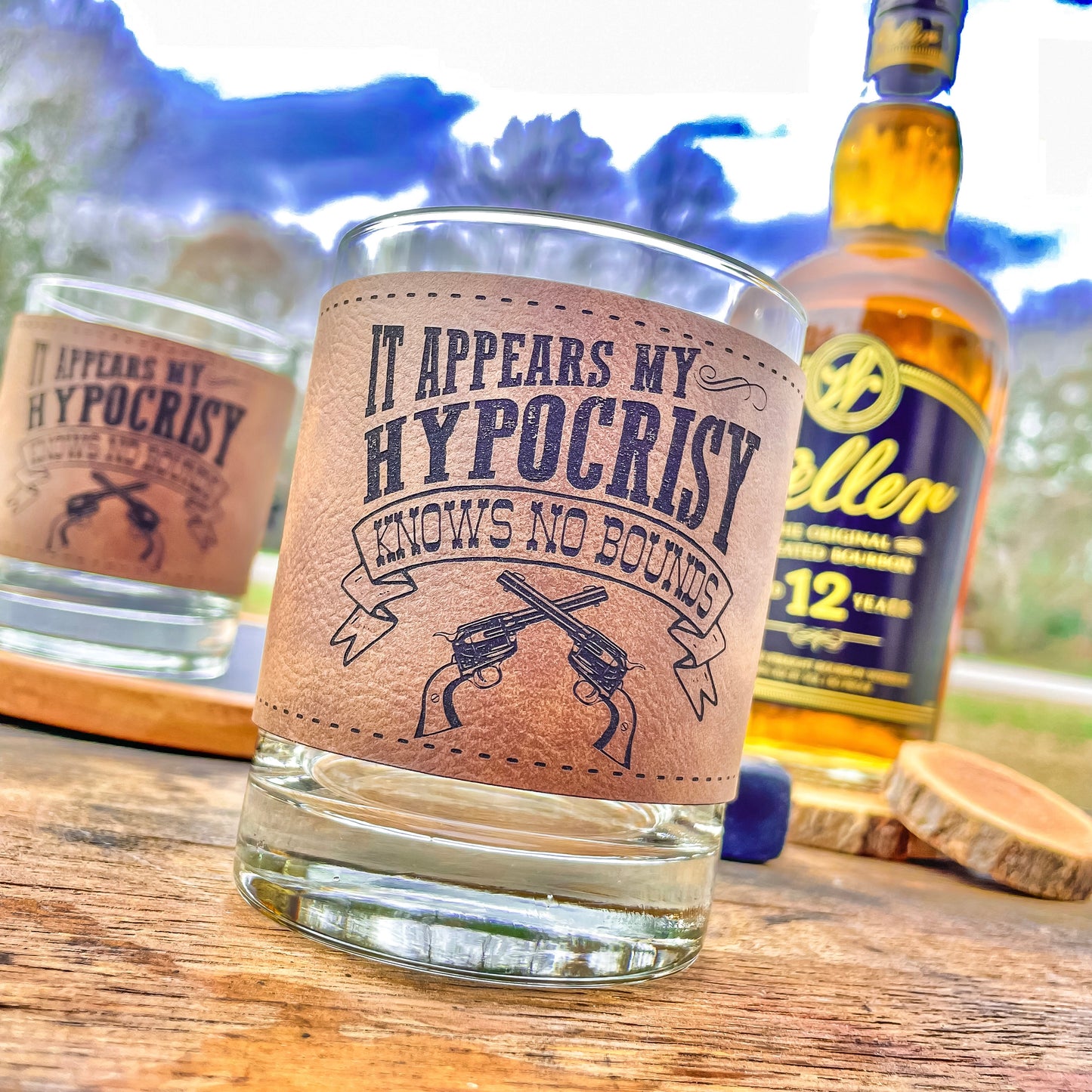 Doc Holliday My Hypocrisy Leatherette Whiskey Glass/ Father's Day Gift / Valentine's Day Gift