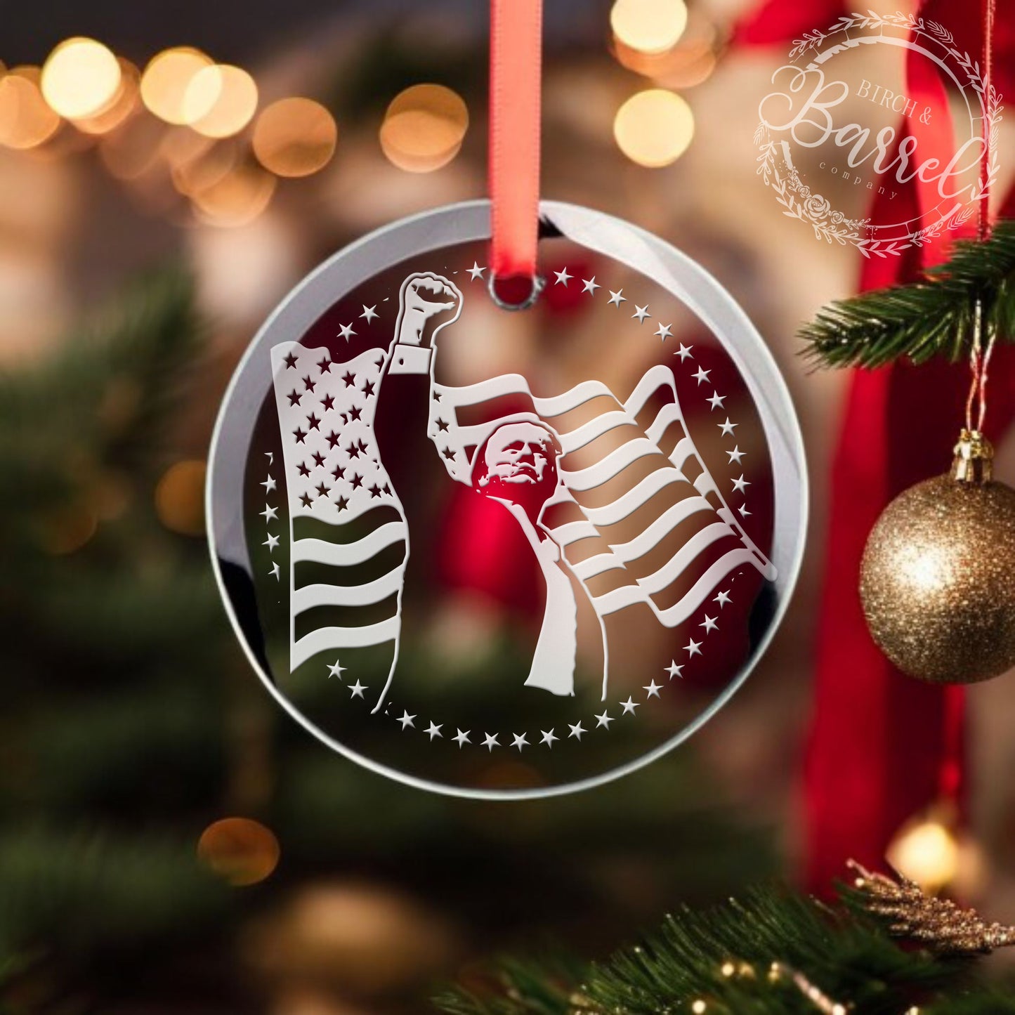 Trump Christmas Ornament | Trump 2024 Fight Fist | 47th President / Valentine's Day Gift