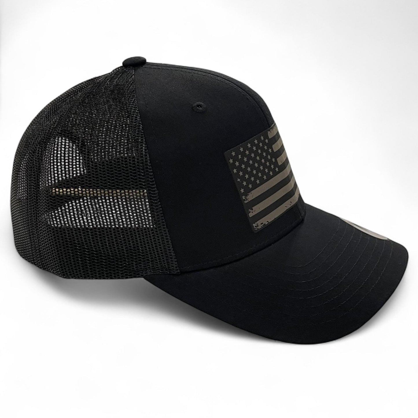 American Flag Patch Tactical Style Trucker Hat / Patriotic Trucker Cap / Gray Patch / Patch Trucker Hat / Father's Day Gift