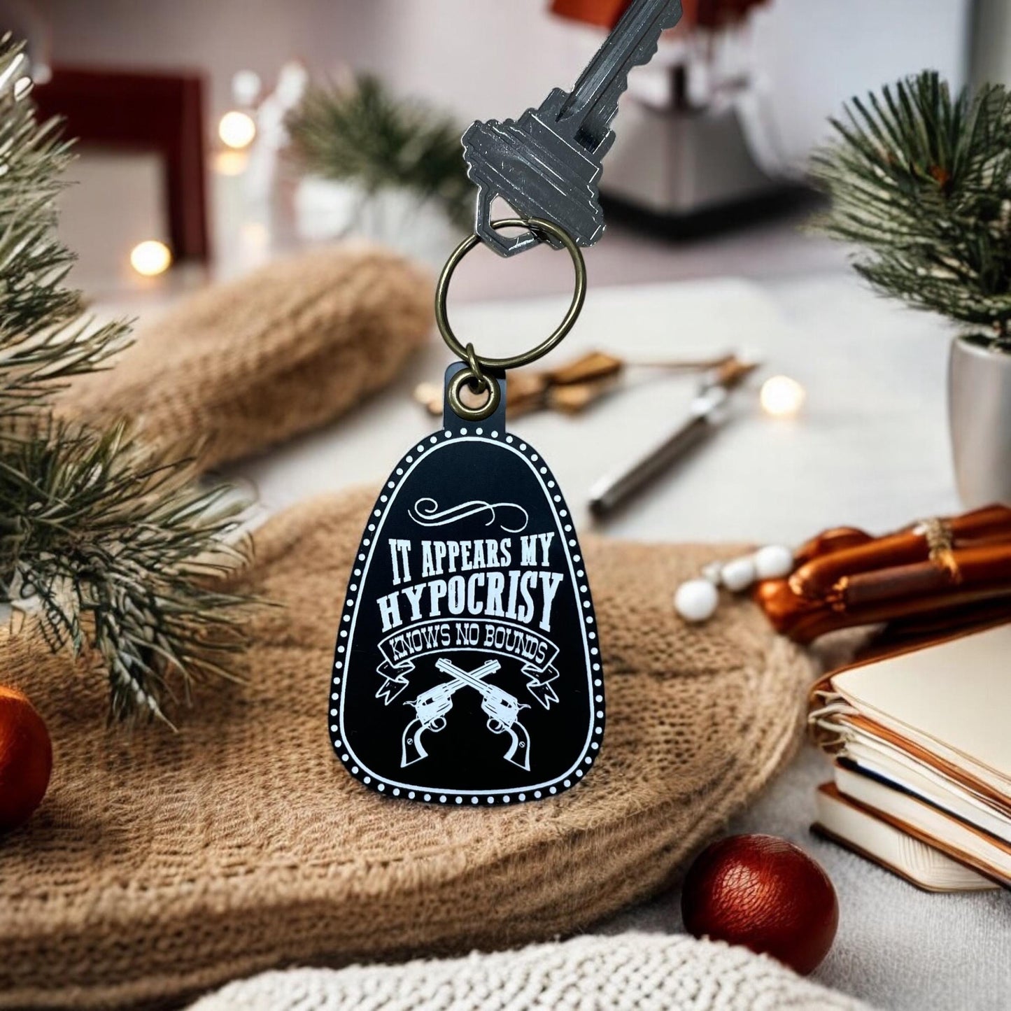 Vintage Style Doc Holliday Keychain | My Hypocrisy Quote | Western Keychains | Gifts for Him | New Driver Gift | Valentine's Day Gift