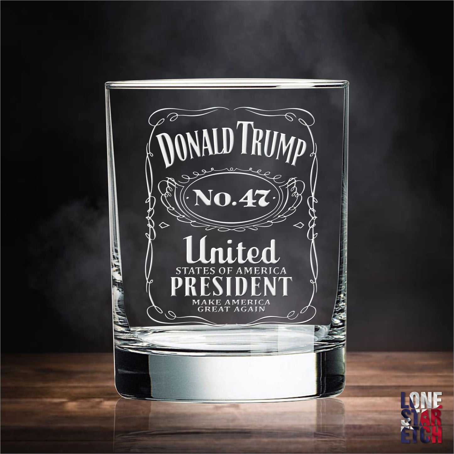 Trump No. 47 / Trump 2024 Engraved Whiskey Glass / Valentine's Day Gift