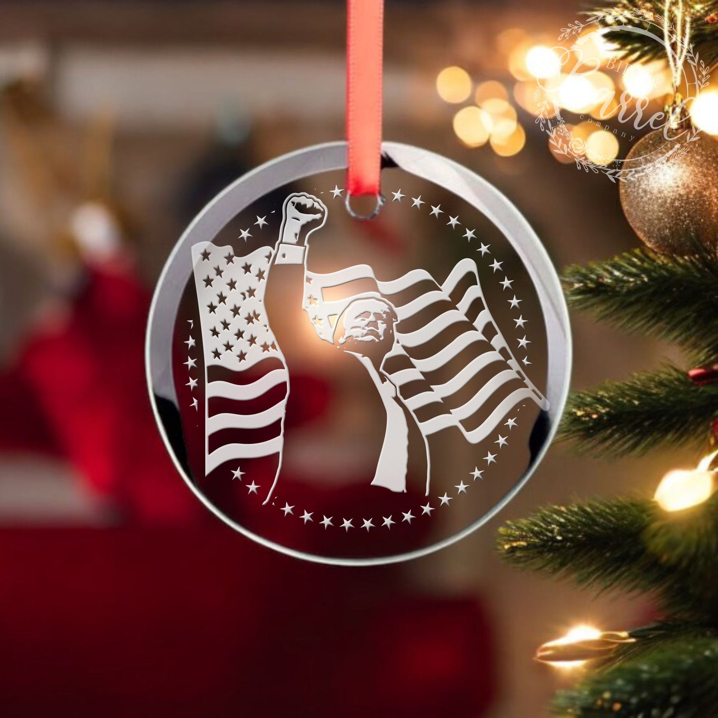 Trump Christmas Ornament |  Trump 2024 Fight Fist | 47th President / Valentine's Day Gift