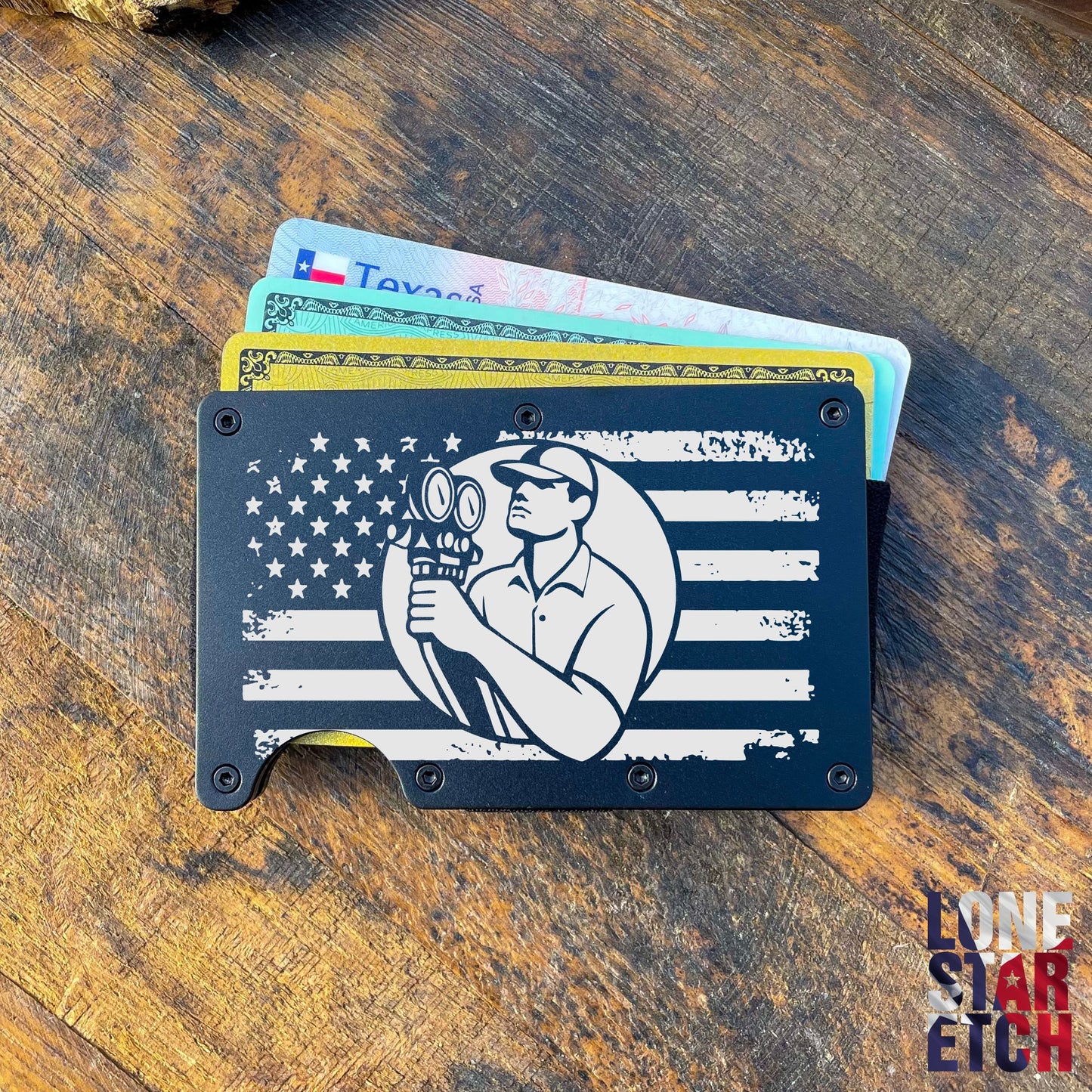 American HVAC Technician Slim Metal Minimalist Wallet / Father's Day Gift / Valentine's Day Gift