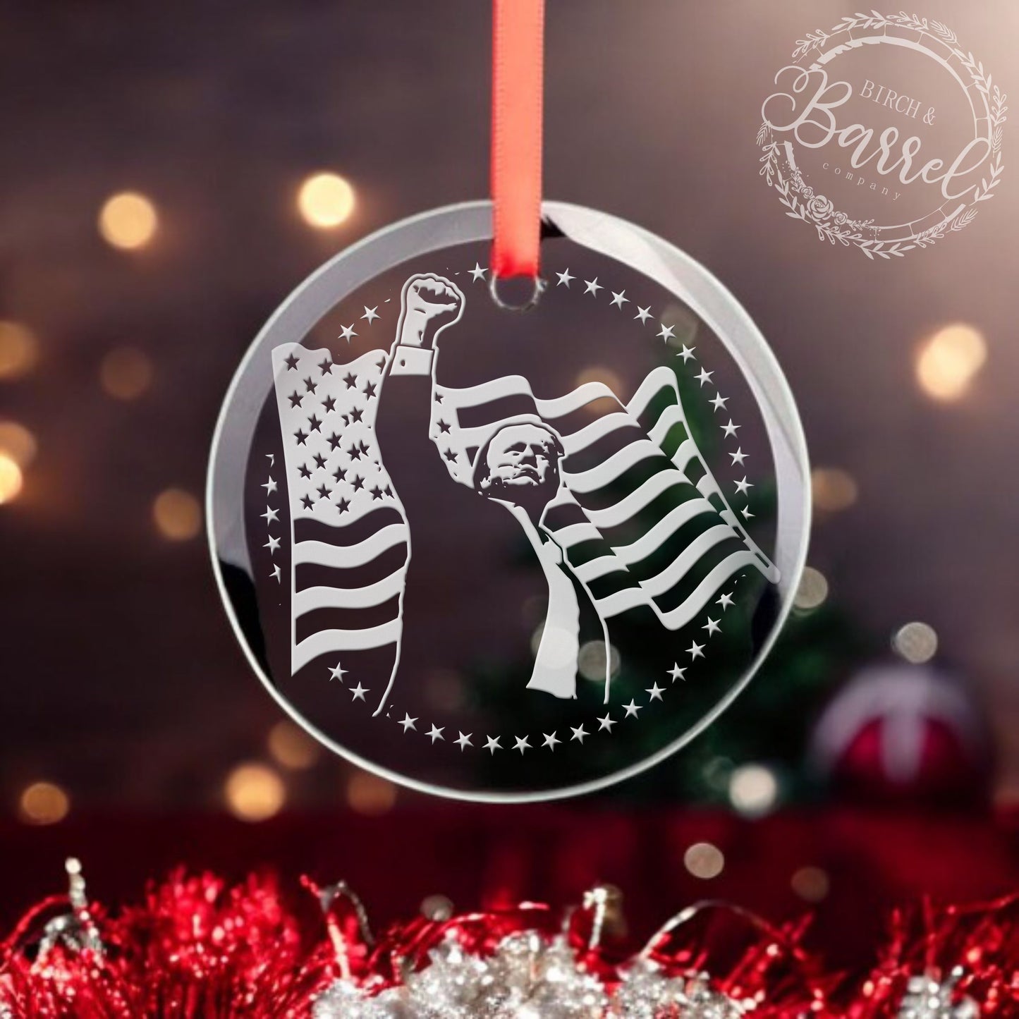Trump Christmas Ornament | Trump 2024 Fight Fist | 47th President / Valentine's Day Gift