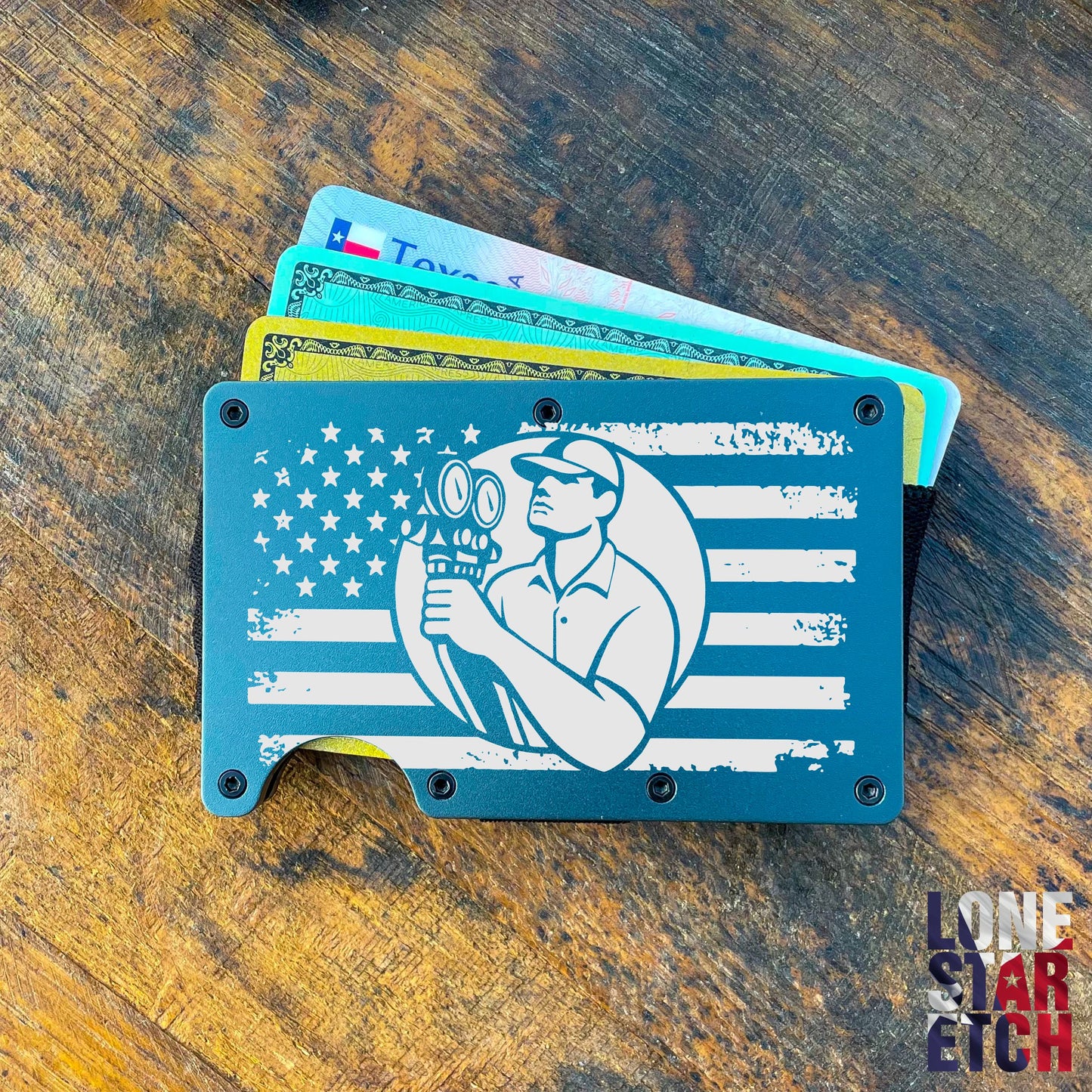 American HVAC Technician Slim Metal Minimalist Wallet / Father's Day Gift / Valentine's Day Gift