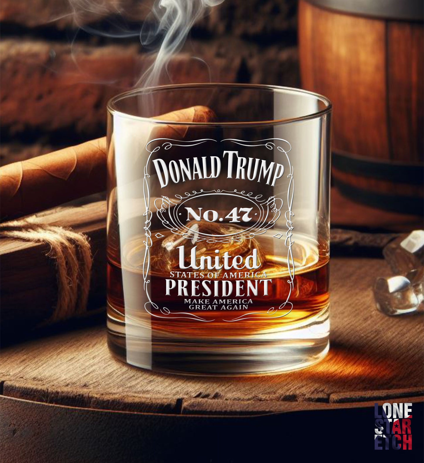 Trump No. 47 / Trump 2024 Engraved Whiskey Glass / Valentine's Day Gift
