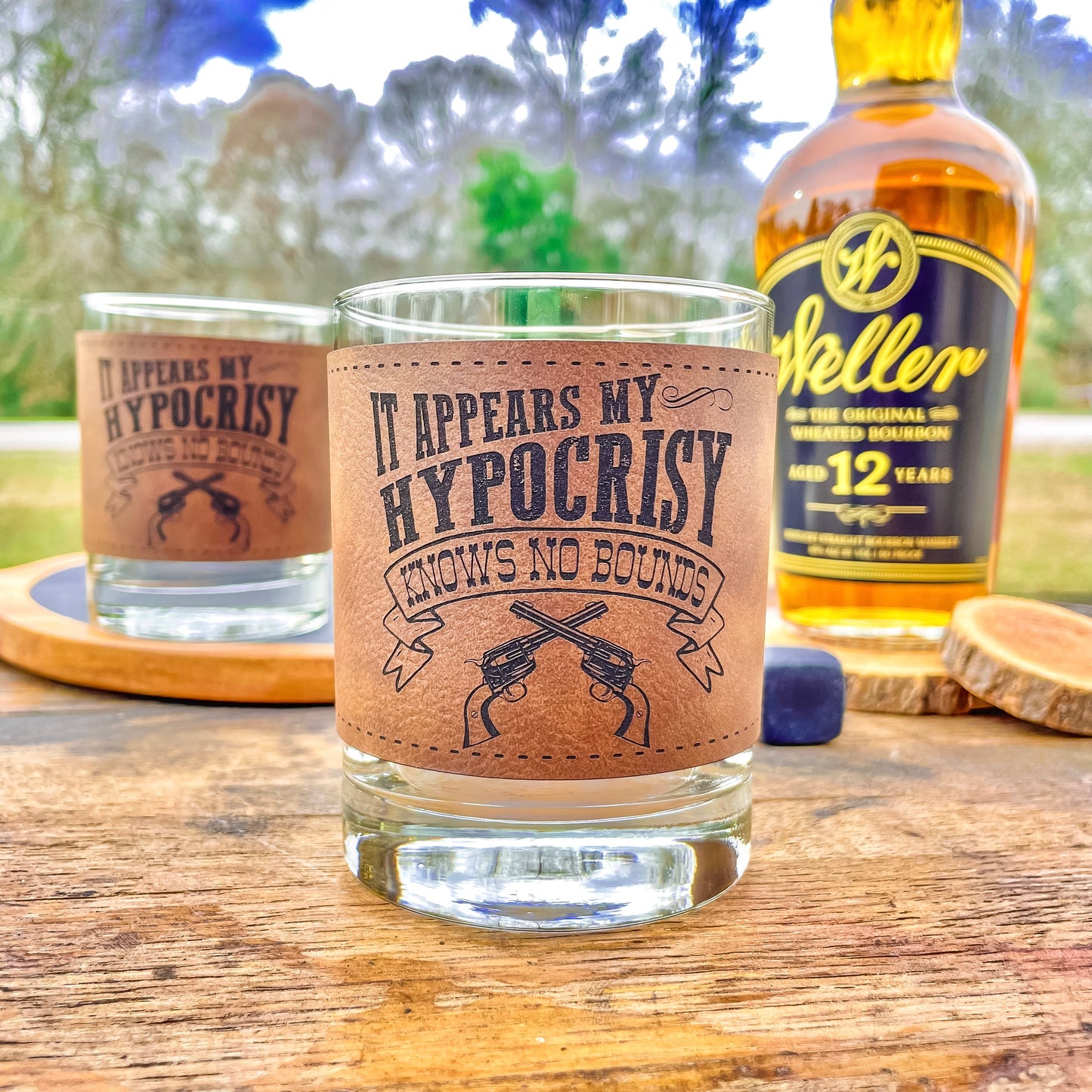 Doc Holliday My Hypocrisy Leatherette Whiskey Glass/ Father's Day Gift / Valentine's Day Gift