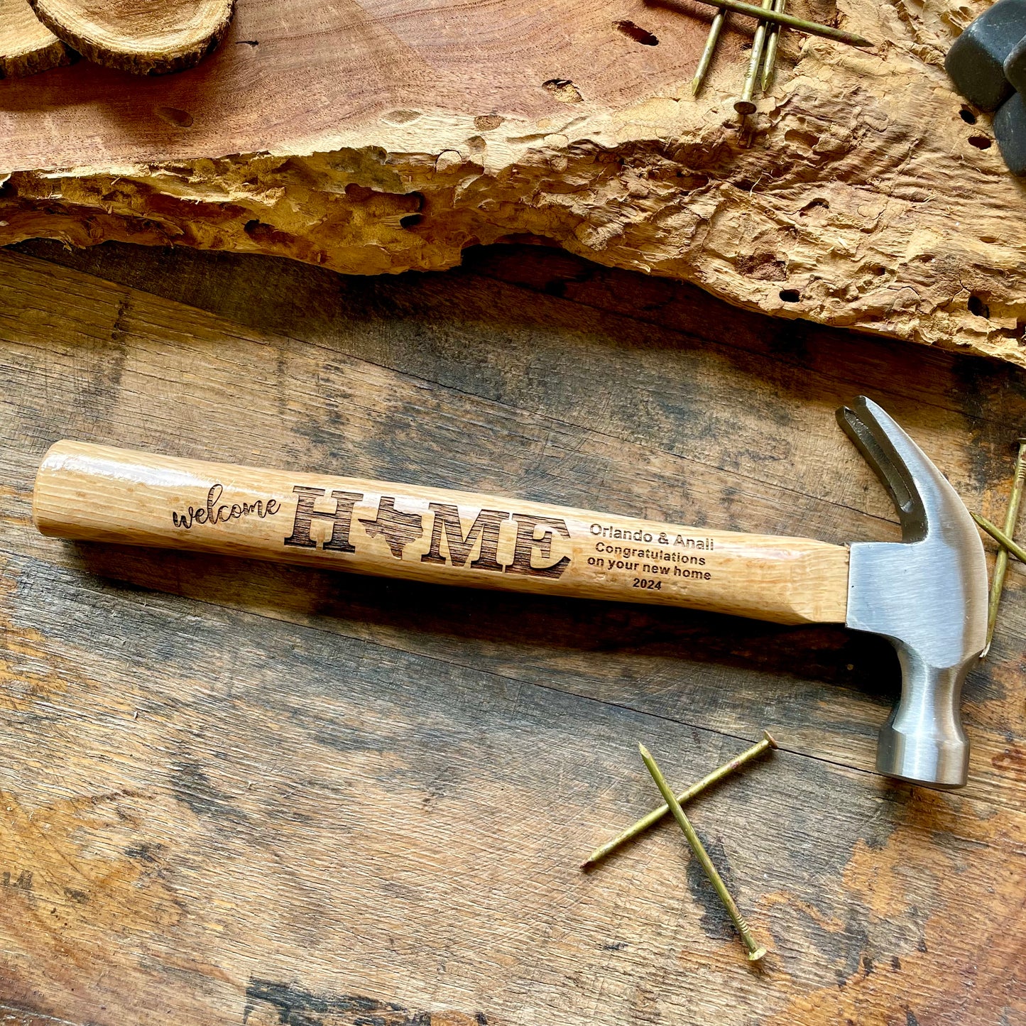 Engraved Full Size Hammer - Welcome Home Your State - Personalized (Realtor Closing Gift) New Home Owners Gifts - Laser Etched / Father's Day Gift / Valentine's Day Gift