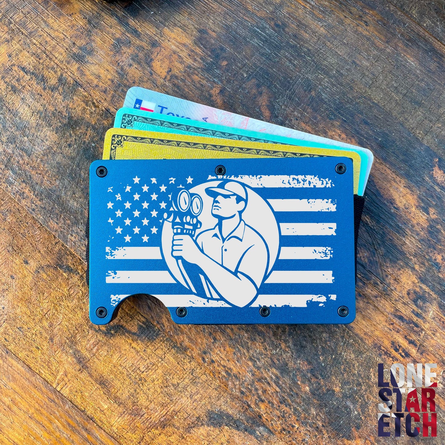 American HVAC Technician Slim Metal Minimalist Wallet / Father's Day Gift / Valentine's Day Gift