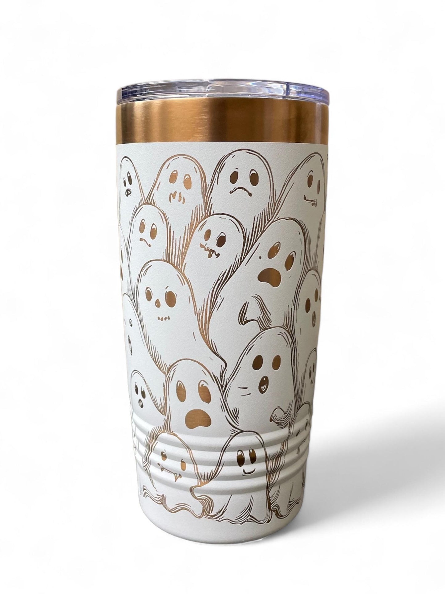 Spooky Funny Ghost Halloween Tumbler / White or Black & Rose Gold 20oz. Etched Tumbler / Laser Engraved / Halloween Gift