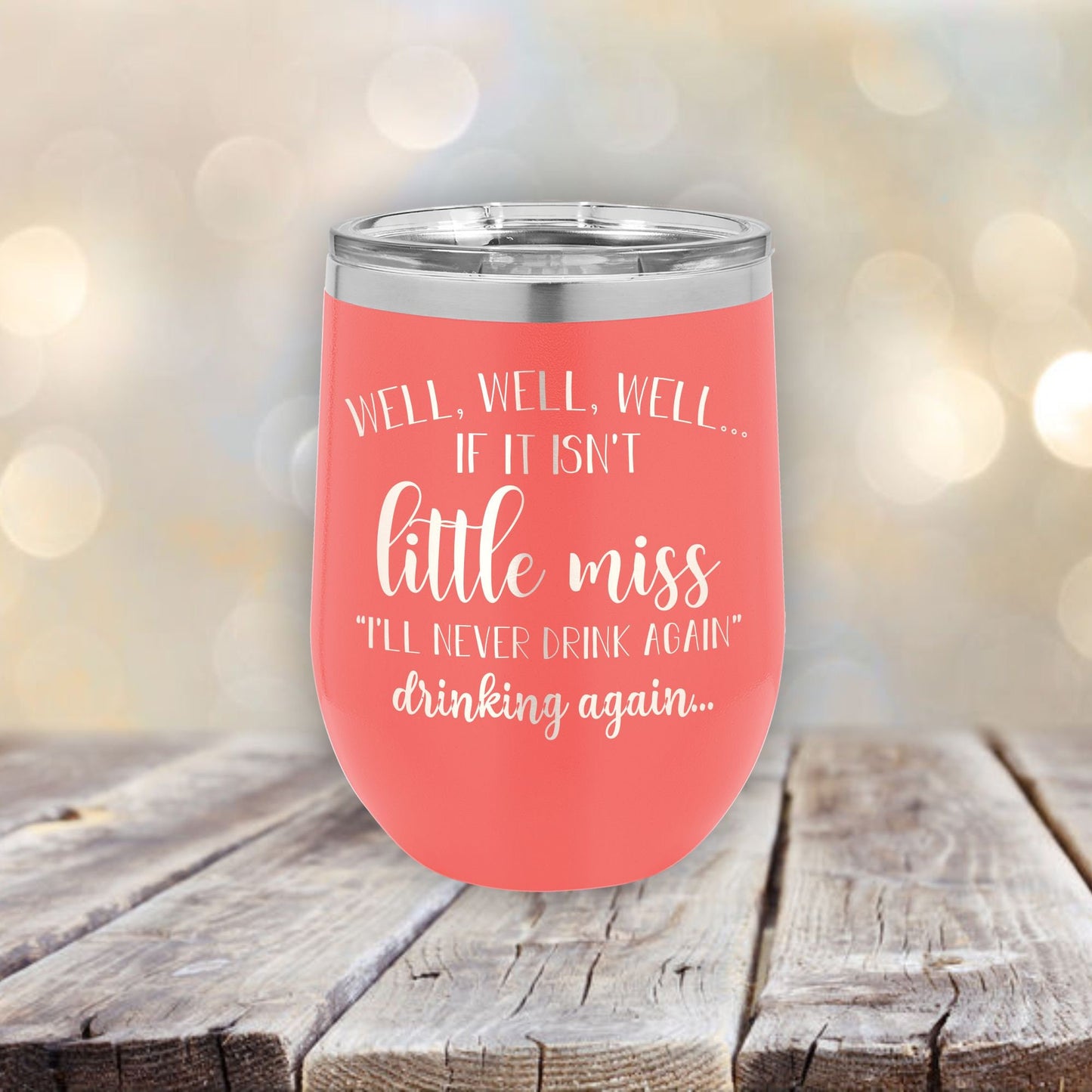 Little Miss Drinking Again / Etched Stemless Wine Tumbler/ Christmas Gift | Valentine's Day Gift