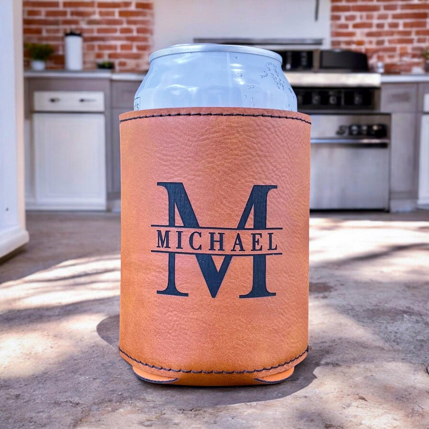 Personalized Can Cooler | Custom Leatherette Name Gift | Gift for Dad | Groomsmen Gift Idea | Father's Day Gift