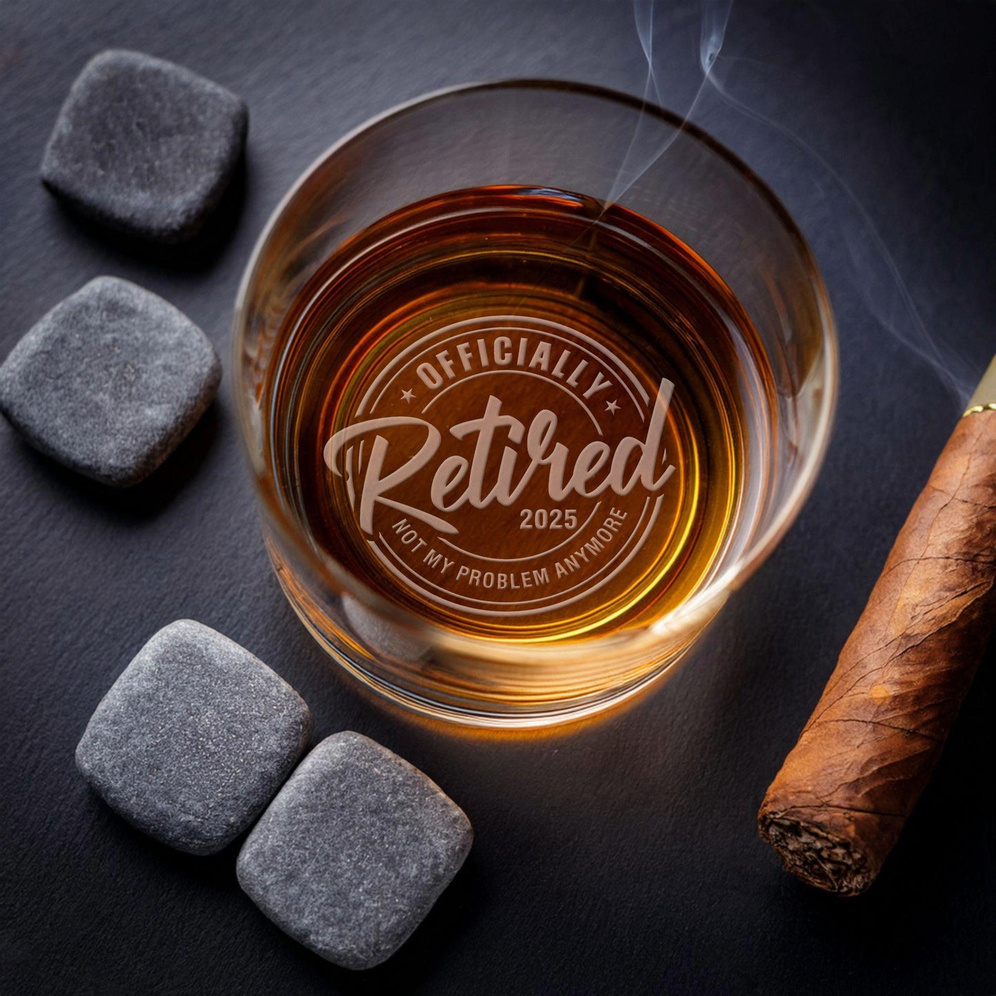 Custom Retirement Whiskey Glass | Retirement Gift | Boss Gift | Whiskey Glasses | Gift for Dad | Friend Gift | Gift for Men | Officially Retired