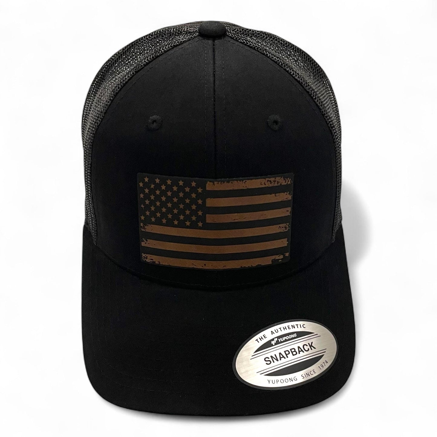 American Flag Patch Tactical Style Trucker Hat / Patriotic Trucker Cap / Brown Patch / Patch Trucker Hat / Father's Day Gift