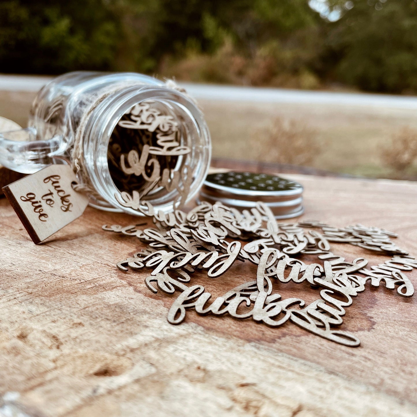 Jar of Fucks - 4.75oz Mason Jar - Funny Glass Jar - Etched Wooden Tag - Laser Cut Gag Gift - Gift for Her | Valentine's Day Gift