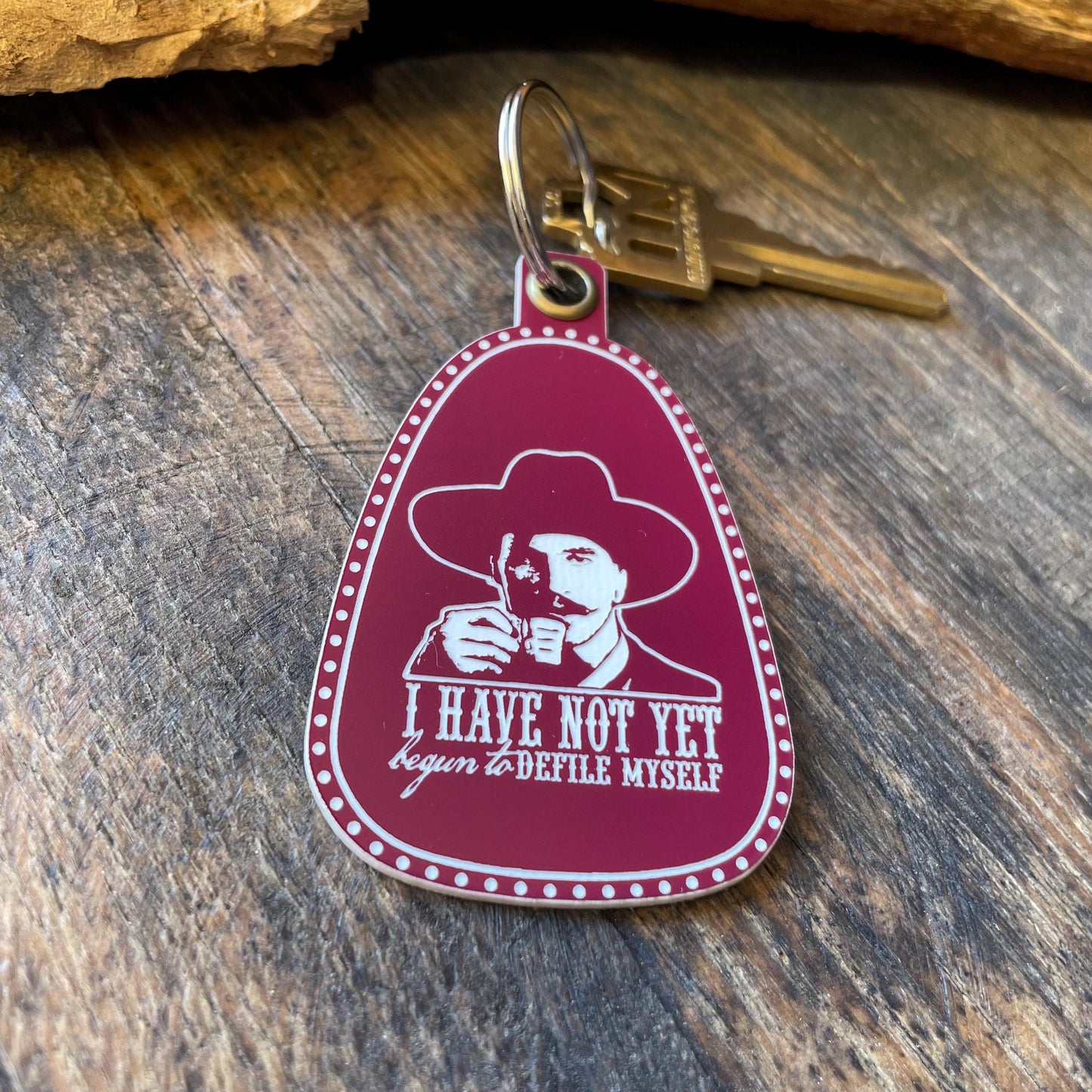 Vintage Style Doc Holliday Keychain | Defile Myself Keychain | Western Keychains | Gifts for Him | New Driver Gift | Valentine's Day Gift