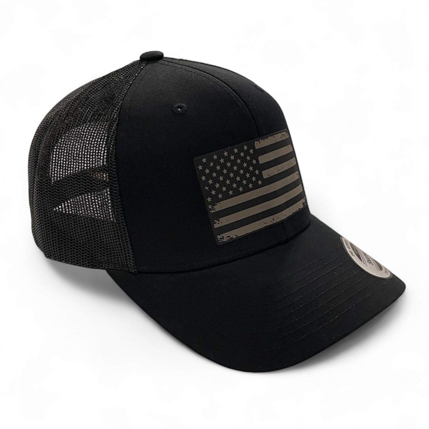 American Flag Patch Tactical Style Trucker Hat / Patriotic Trucker Cap / Gray Patch / Patch Trucker Hat / Father's Day Gift