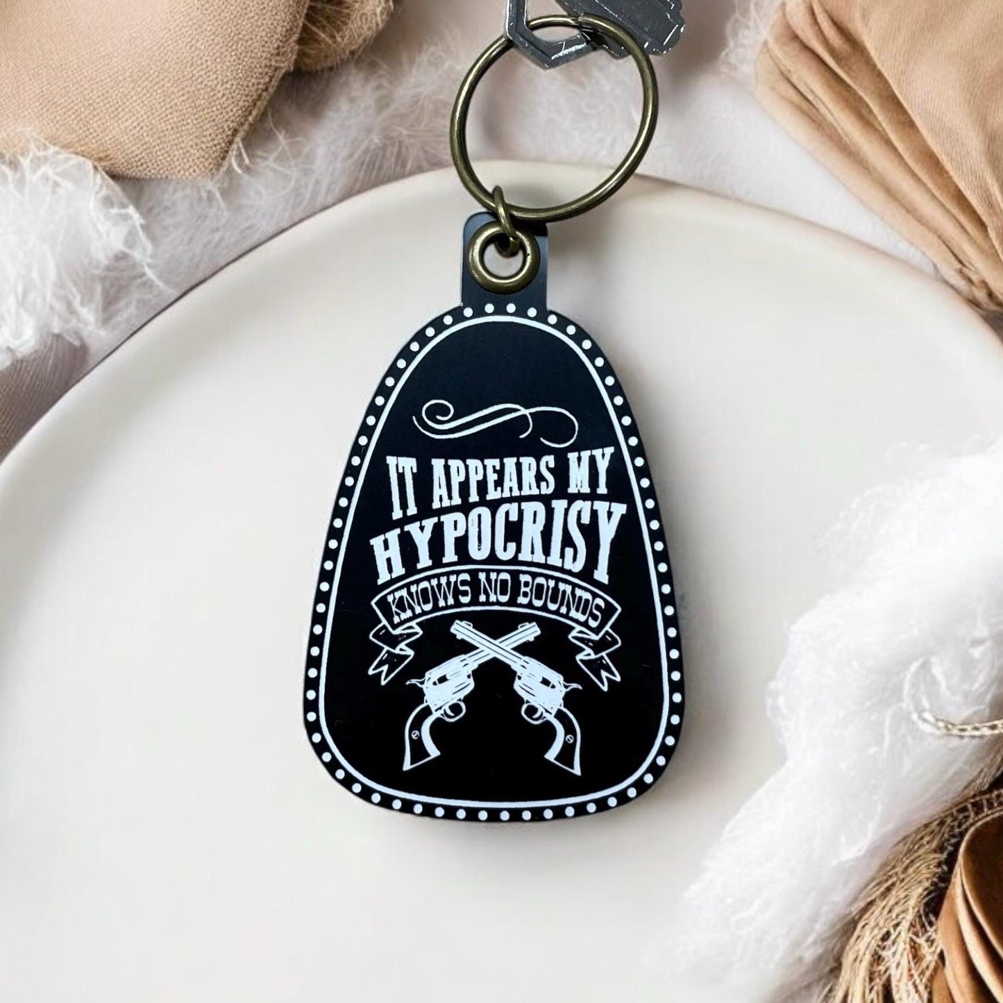 Vintage Style Doc Holliday Keychain | My Hypocrisy Quote | Western Keychains | Gifts for Him | New Driver Gift | Valentine's Day Gift